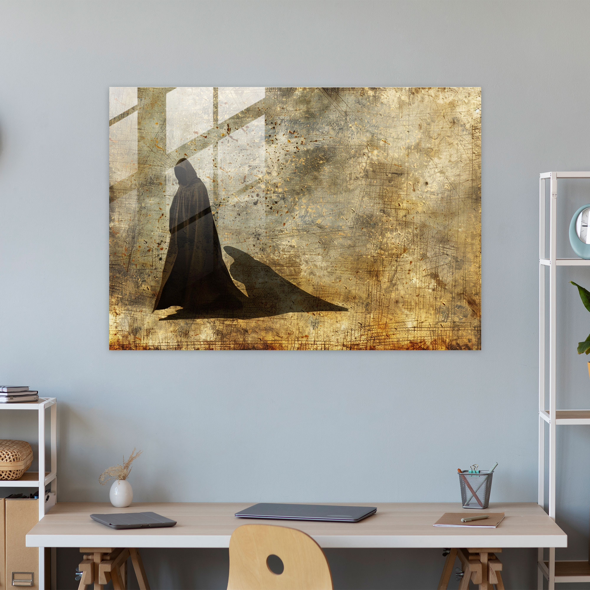 Rembrandt Glass Print Wall Decoration - Rembrandt, Glass Print, Mysterious Figure In Cloak, Intriguing Shadows