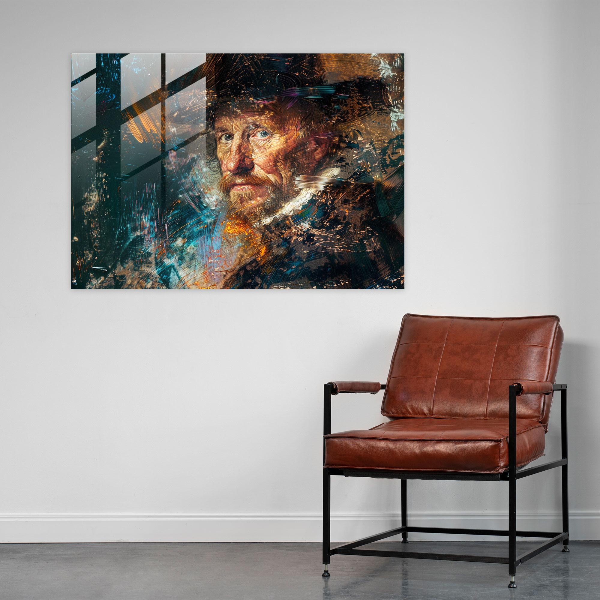Rembrandt Glass Print Portrait - Rembrandt, Wall Decoration, Home Decoration, Glass Art