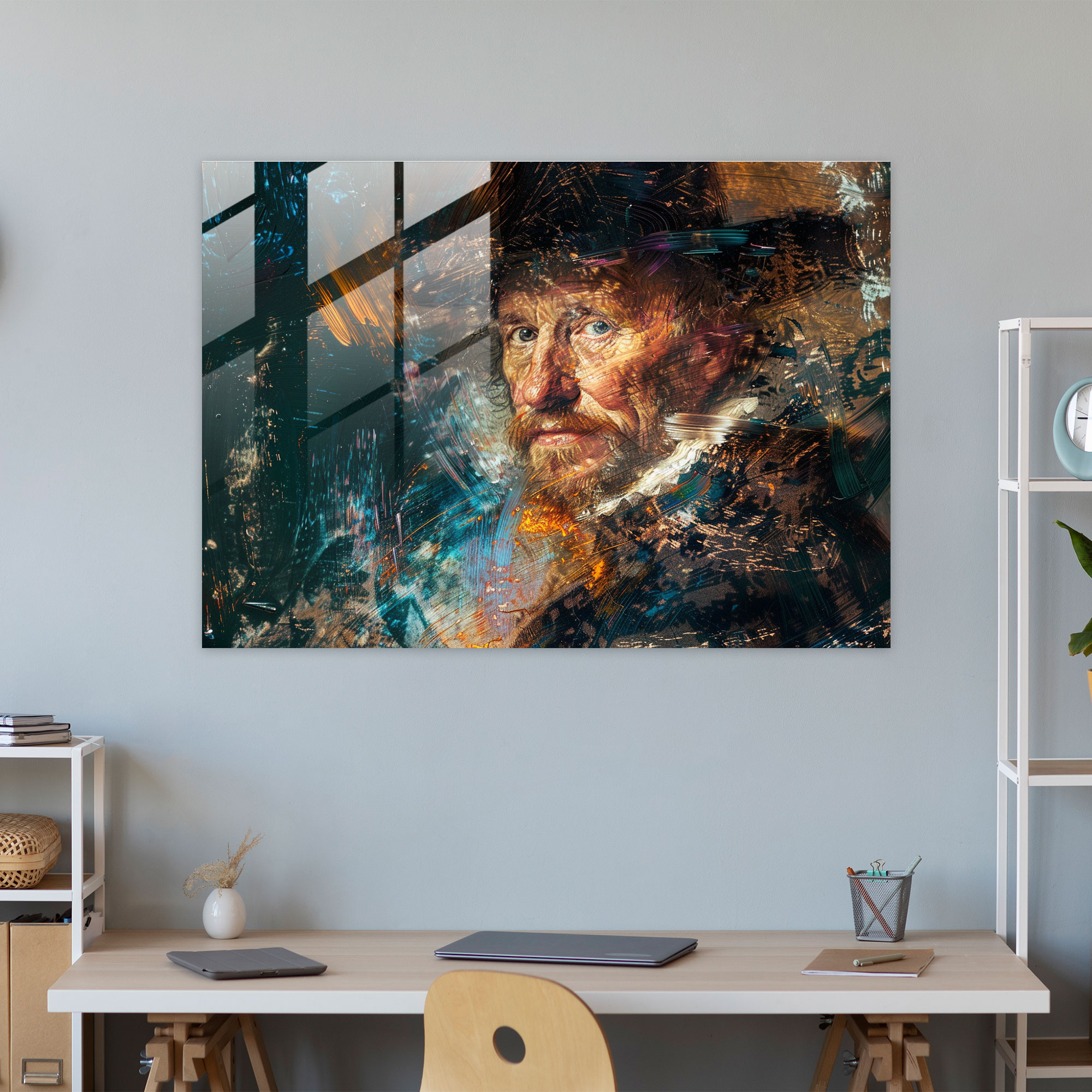 Rembrandt Glass Print Portrait - Rembrandt, Wall Decoration, Home Decoration, Glass Art
