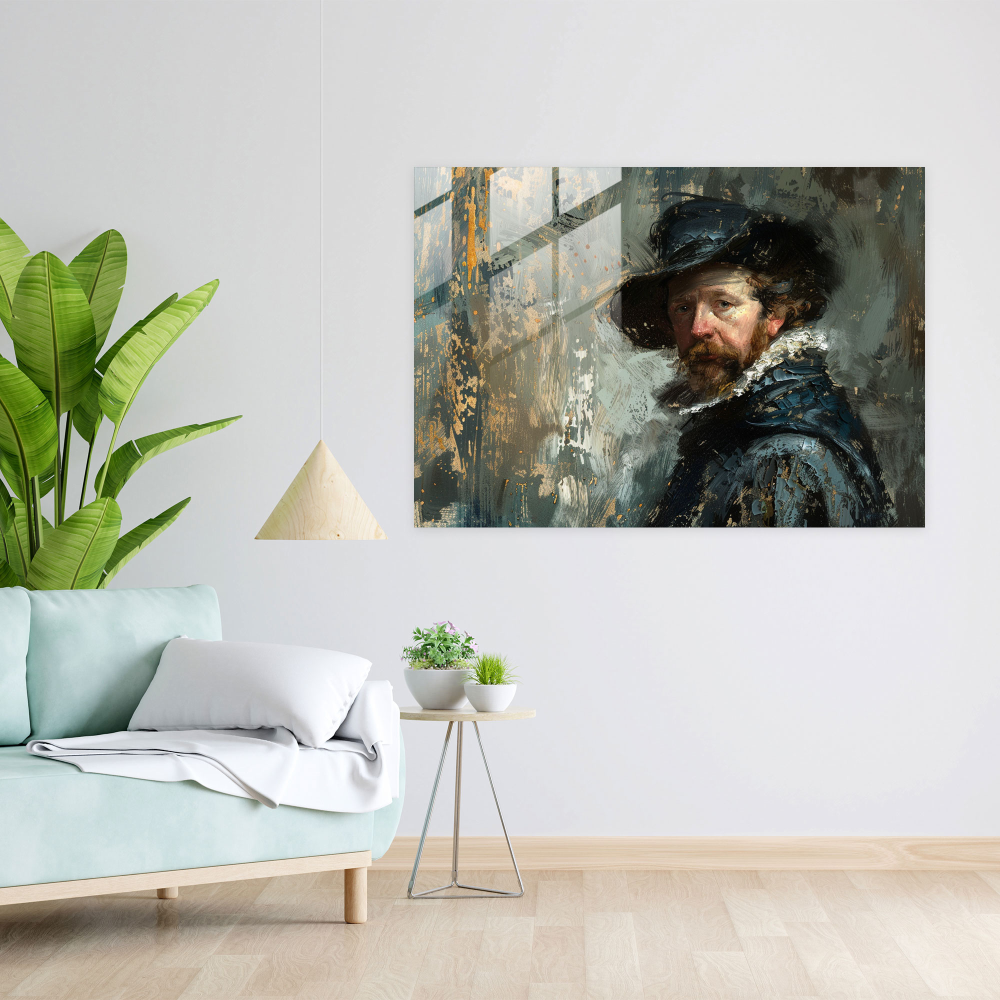 Rembrandt Glass Art Modern Art - Rembrandt, Creative, Detailed Brushwork, Modern Art