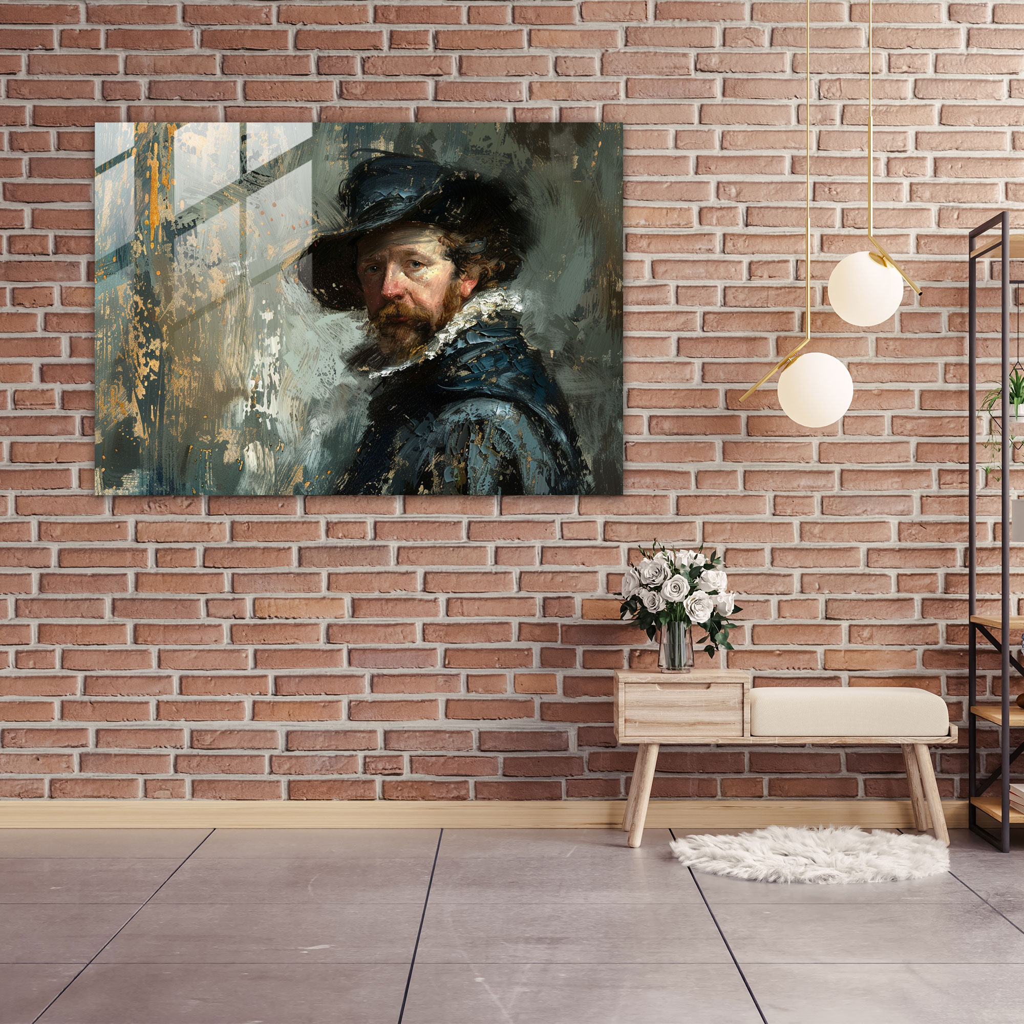 Rembrandt Glass Art Modern Art - Rembrandt, Creative, Detailed Brushwork, Modern Art