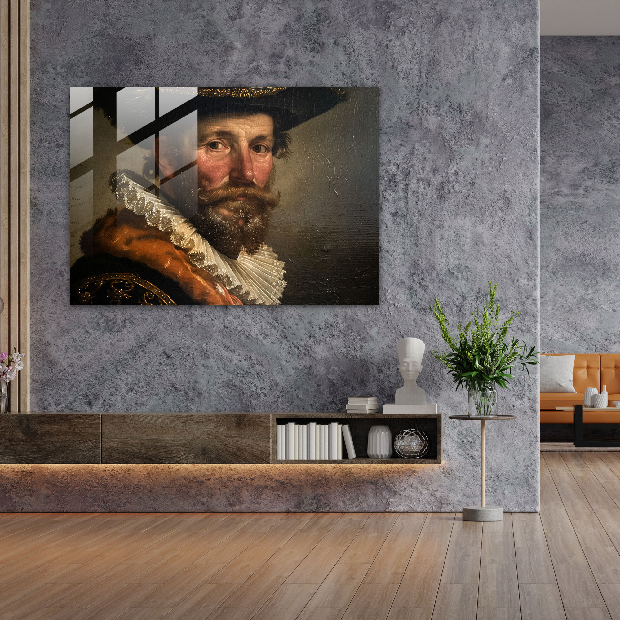 Rembrandt Glass Art Home Decoration - Rembrandt, Historical Portrait, Regal Pose, Nobleman