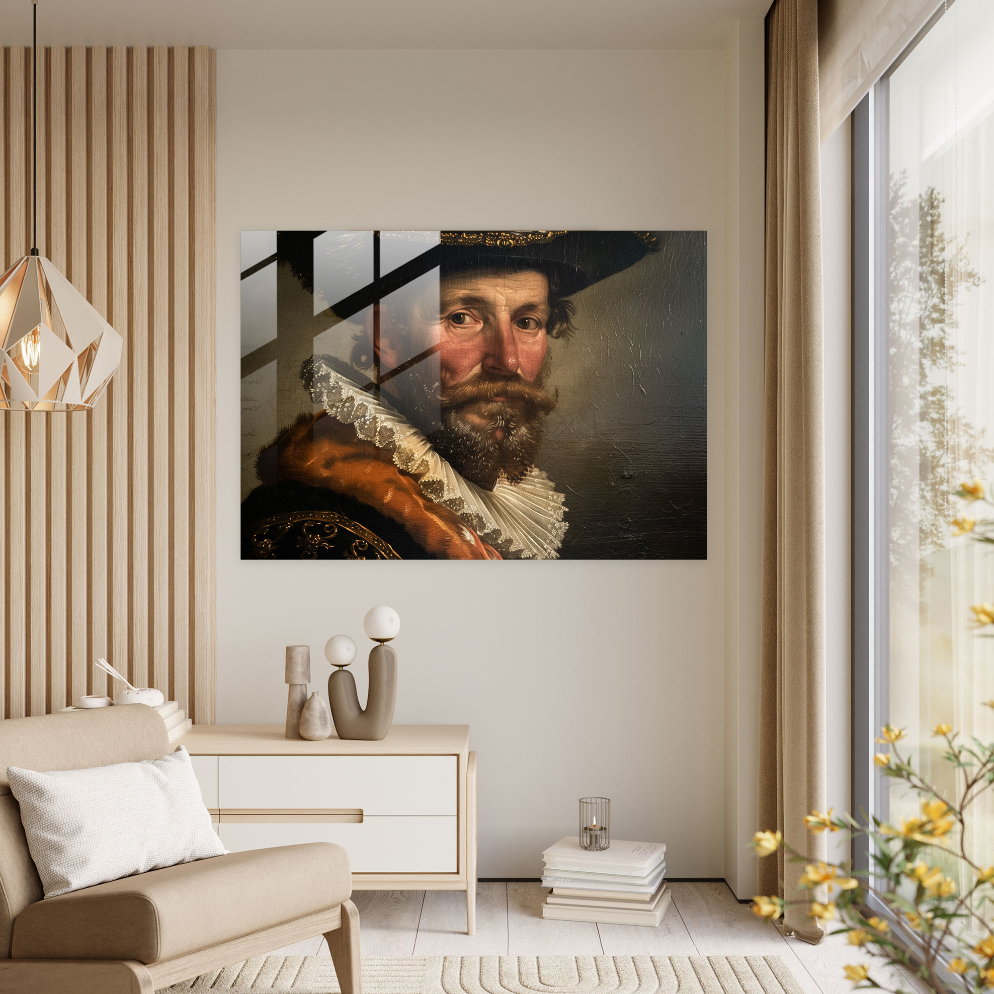 Rembrandt Glass Art Home Decoration - Rembrandt, Historical Portrait, Regal Pose, Nobleman