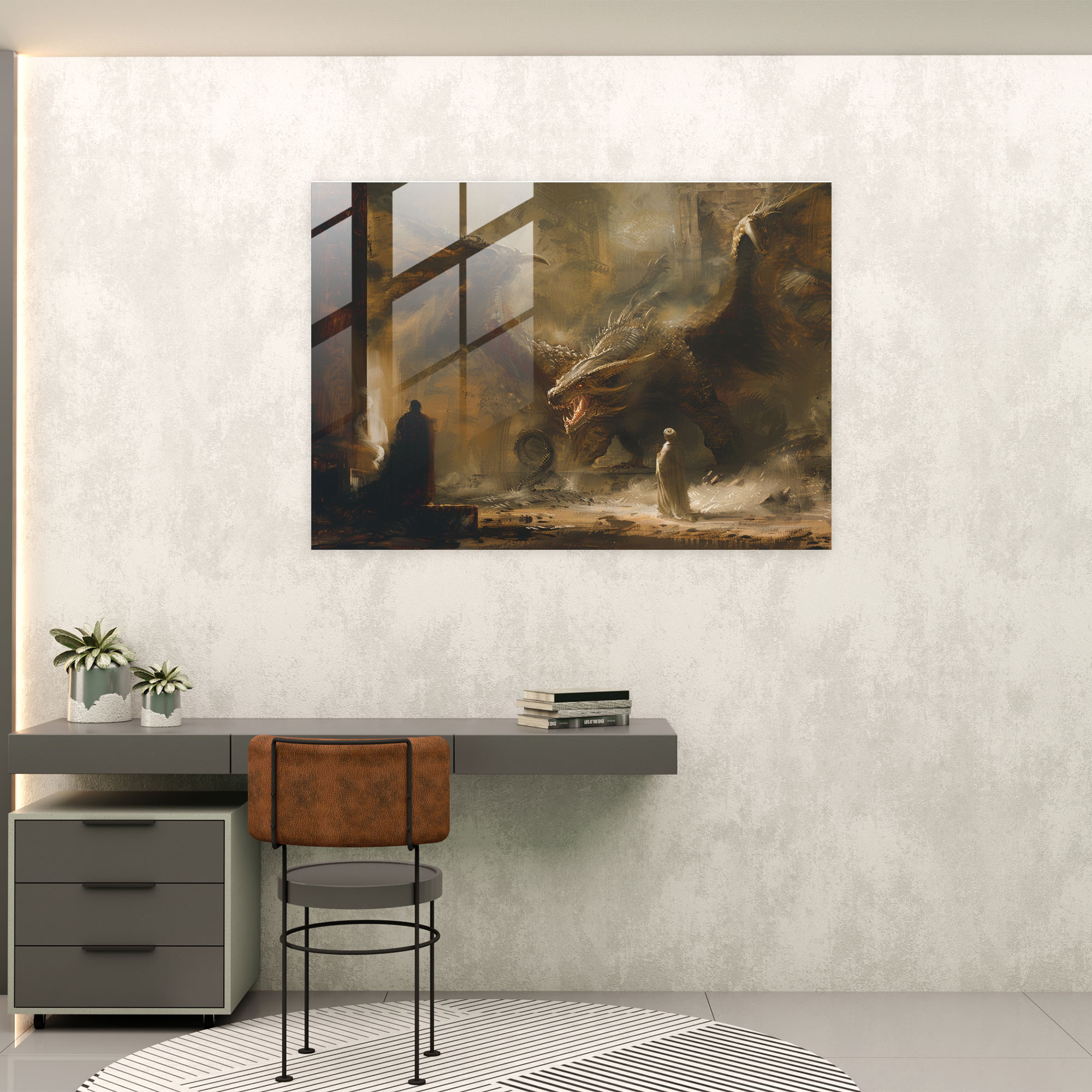Rembrandt Glass Print Wall Decoration - Rembrandt, Mythical Creatures, Soft Color Palette, Glass Print