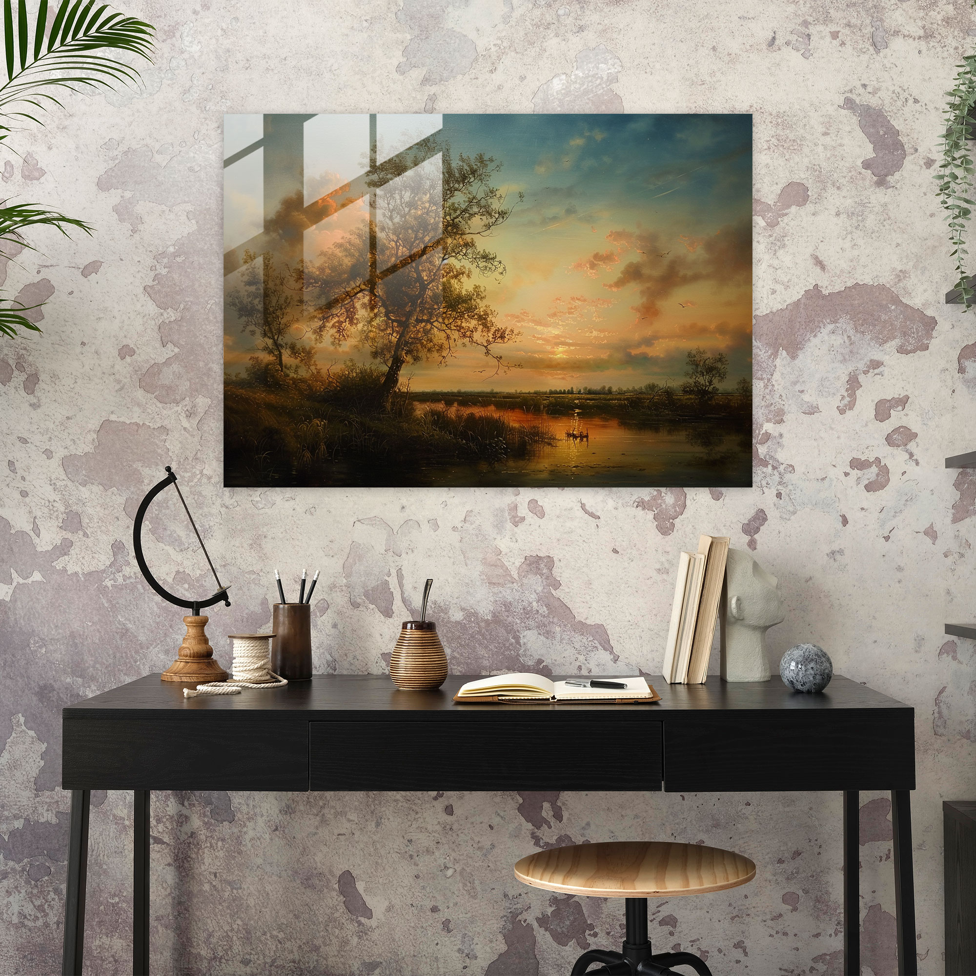 Rembrandt Home Decoration - Peaceful Countryside Scene - Rembrandt, Modern Art, Home Decoration, Glass Print