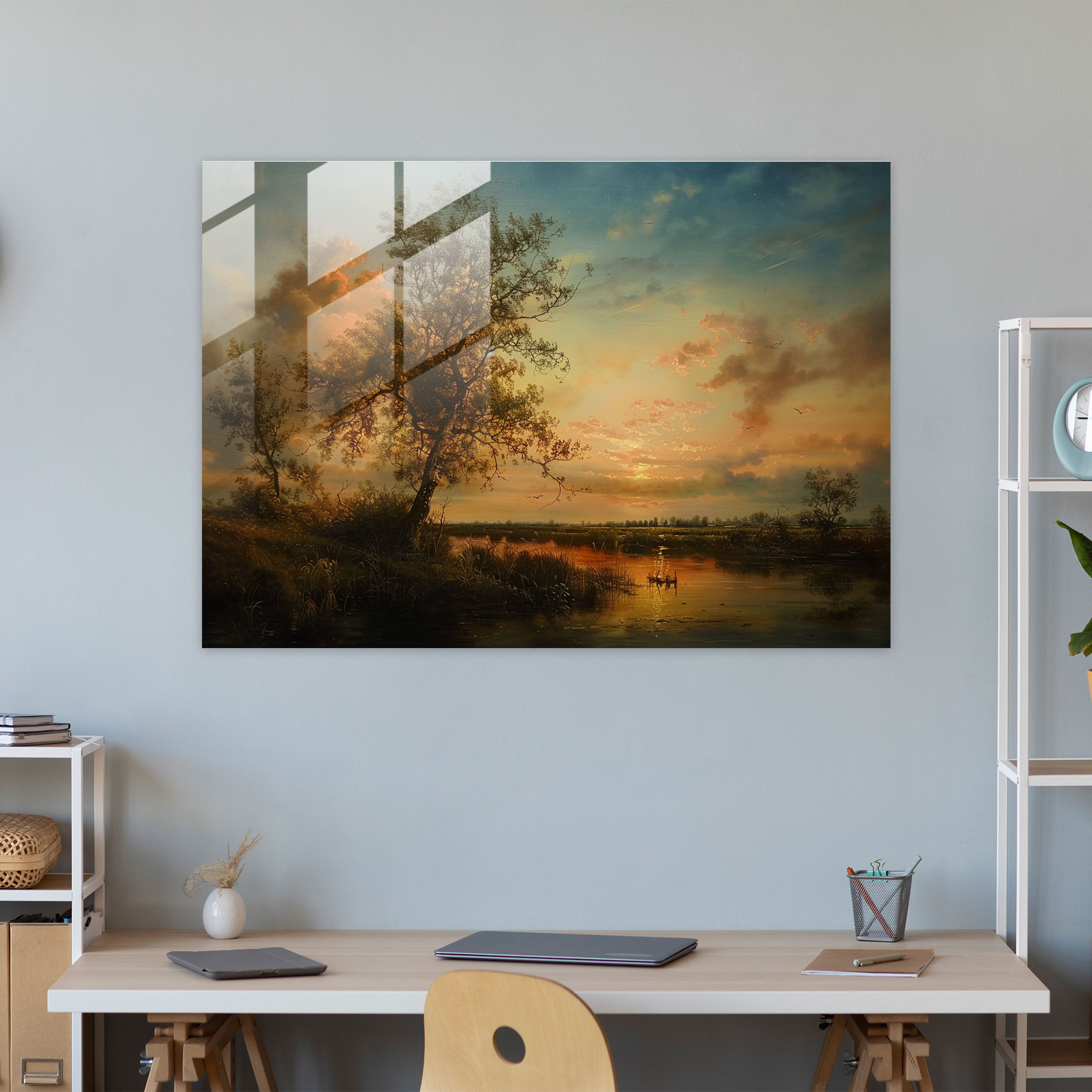 Rembrandt Home Decoration - Peaceful Countryside Scene - Rembrandt, Modern Art, Home Decoration, Glass Print