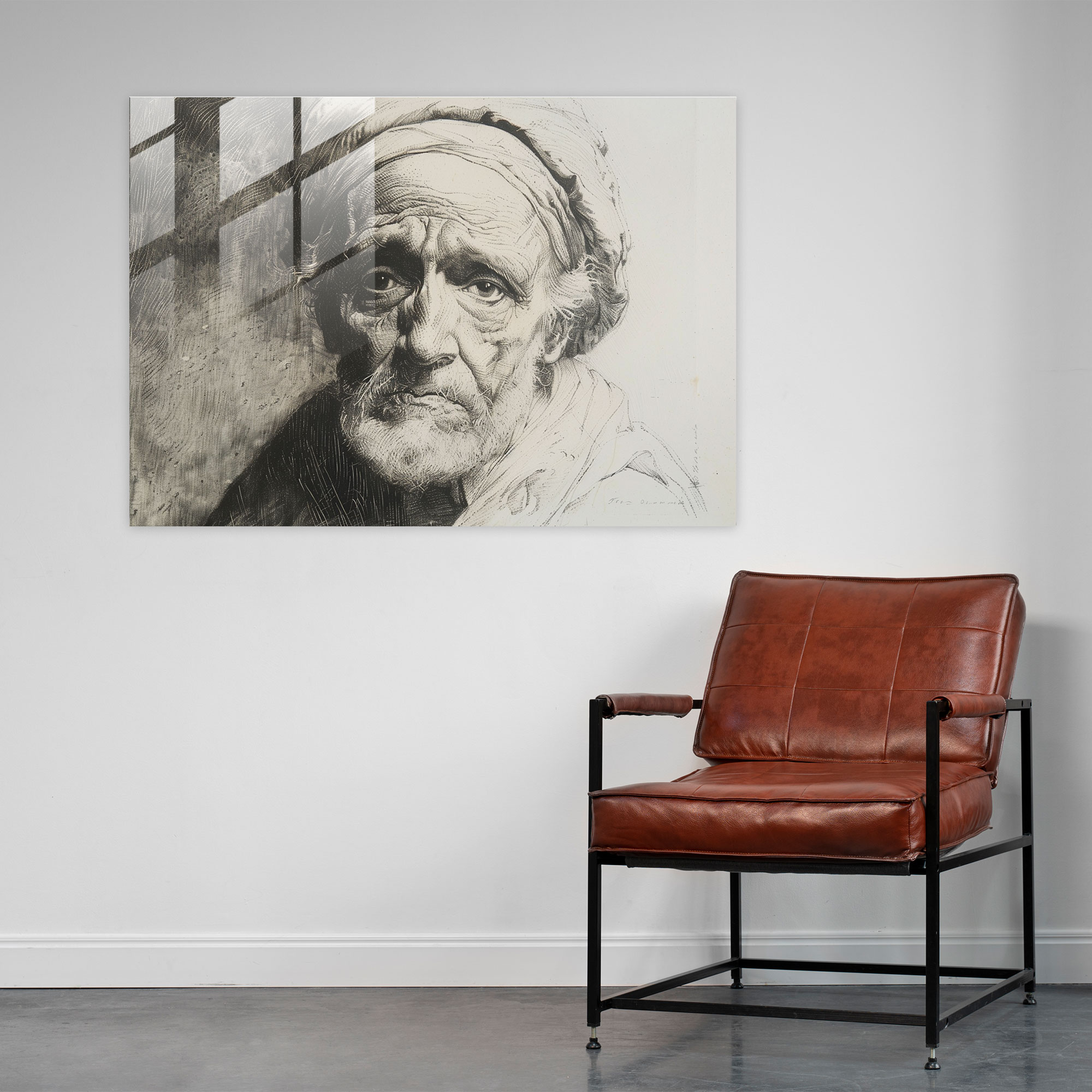 Rembrandt Modern Art - Detailed Etching Of Elderly Man - Rembrandt, Modern Art, Glass Print, Rembrandt