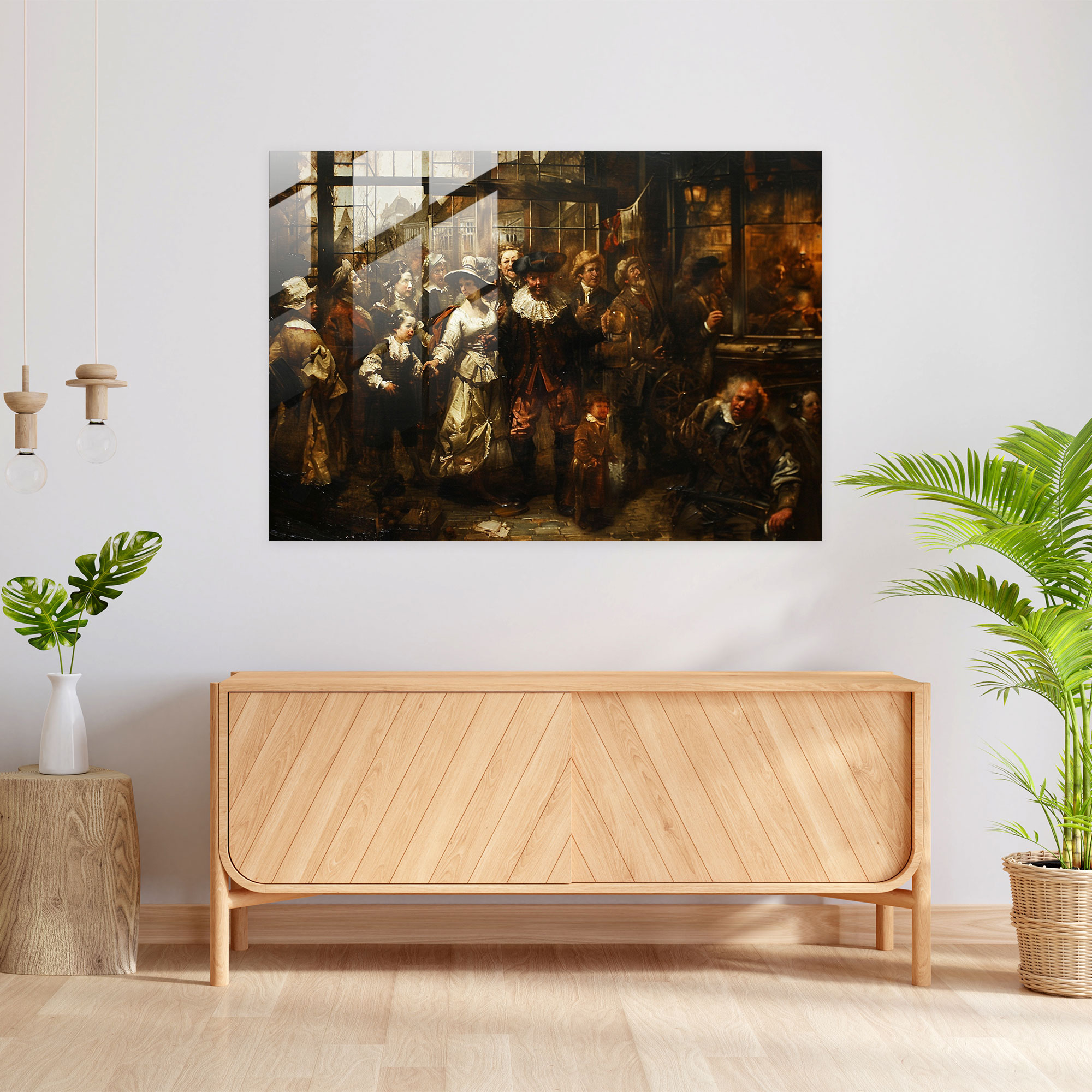 Rembrandt Glass Wall Art - Lively Genre Painting - Rembrandt, Home Decoration, Rembrandt, Glass Art
