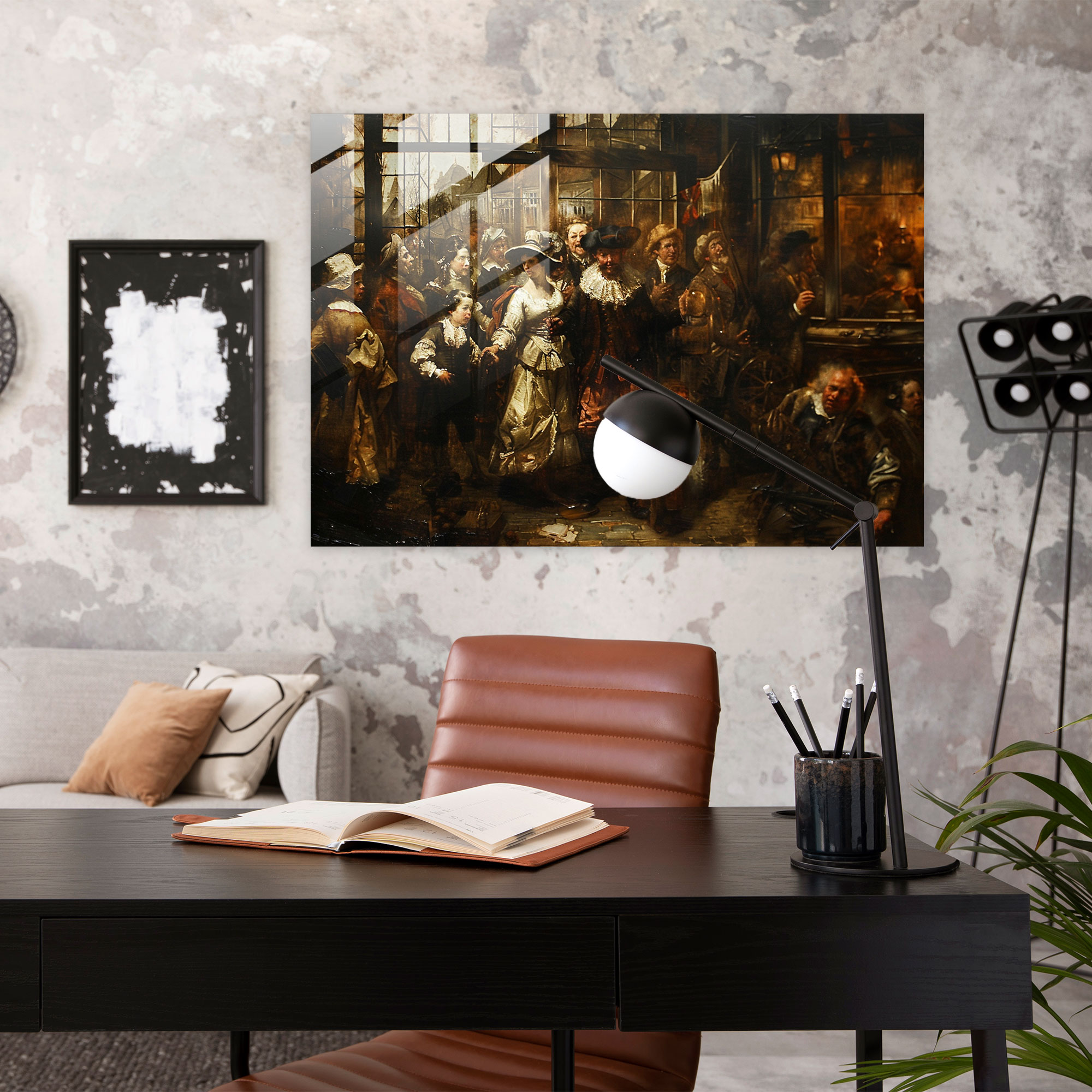 Rembrandt Glass Wall Art - Lively Genre Painting - Rembrandt, Home Decoration, Rembrandt, Glass Art