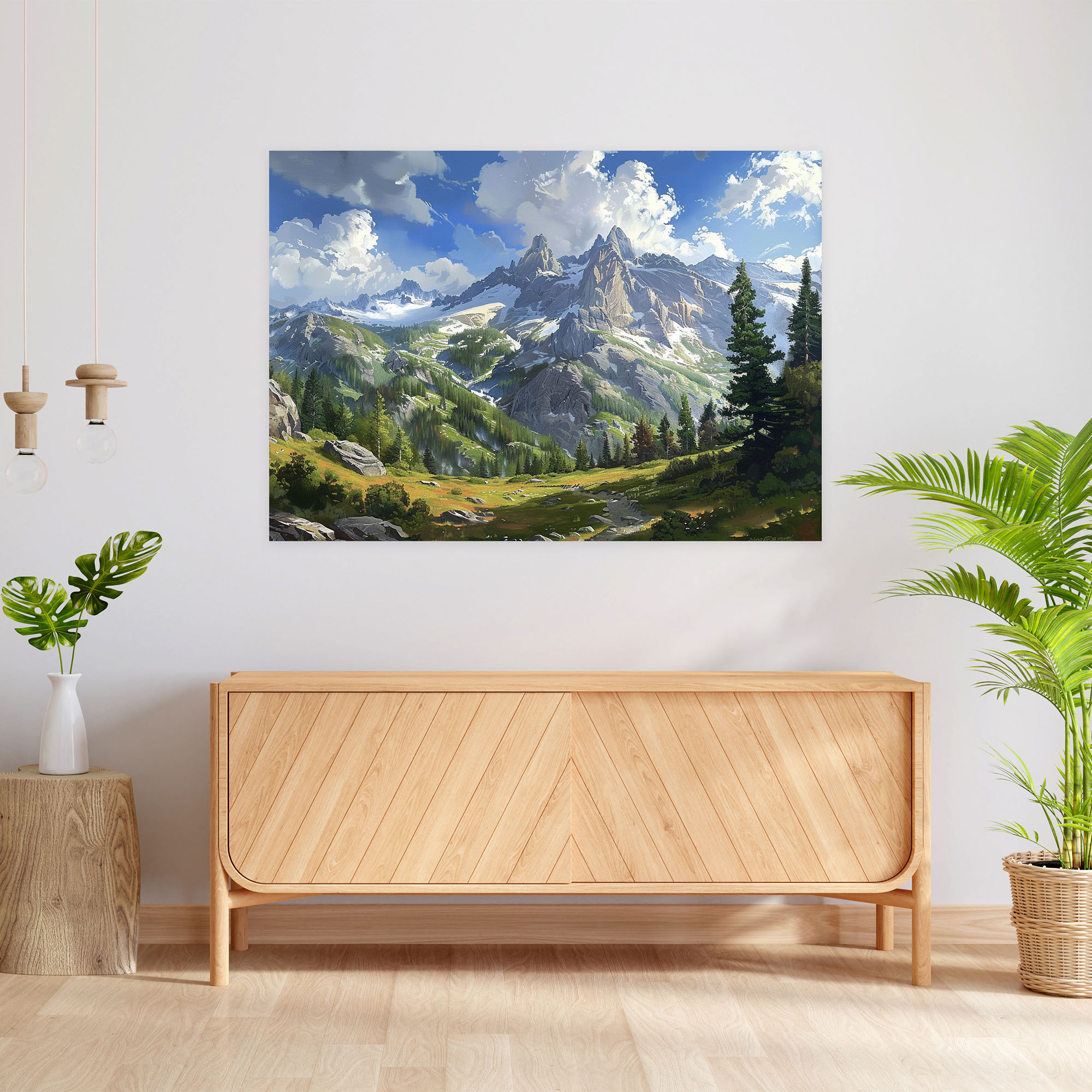 Realism Mountain Landscape Canvas Print - Realism, Grandeur, Realism, Canvas Print