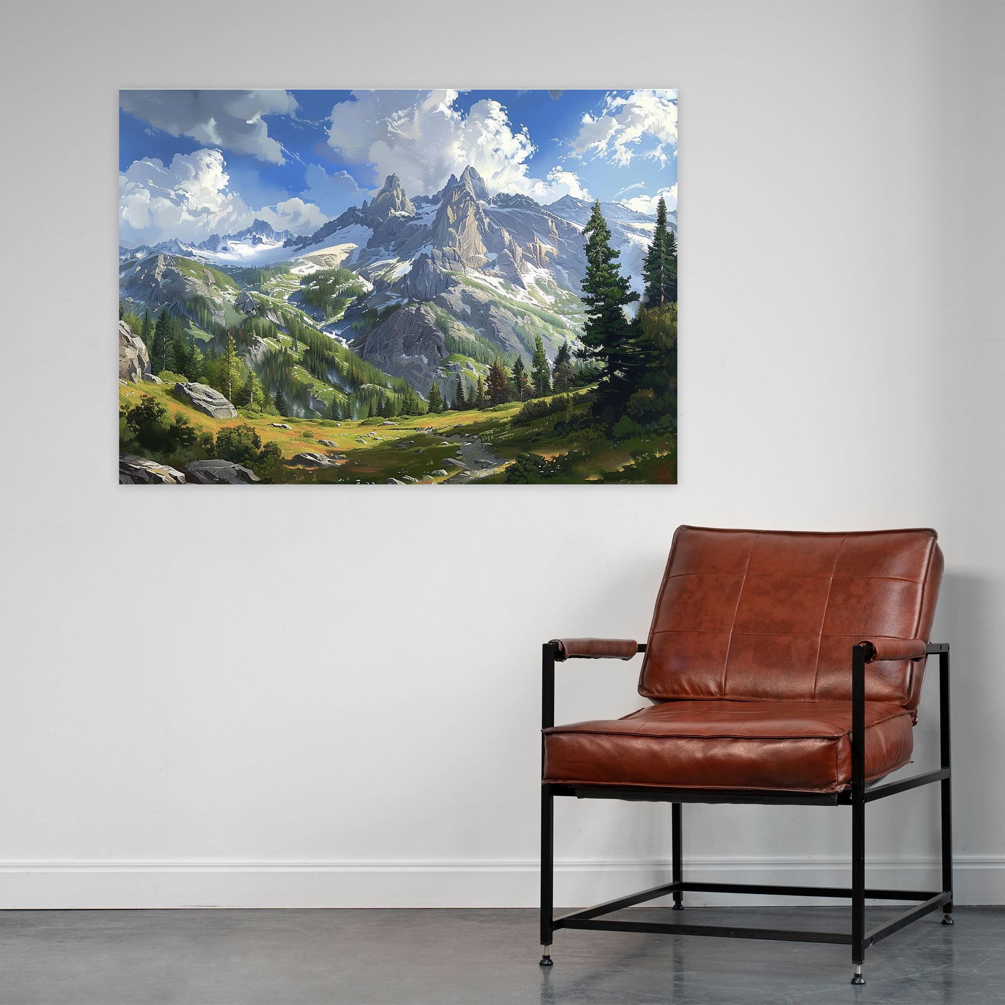 Realism Mountain Landscape Canvas Print - Realism, Grandeur, Realism, Canvas Print