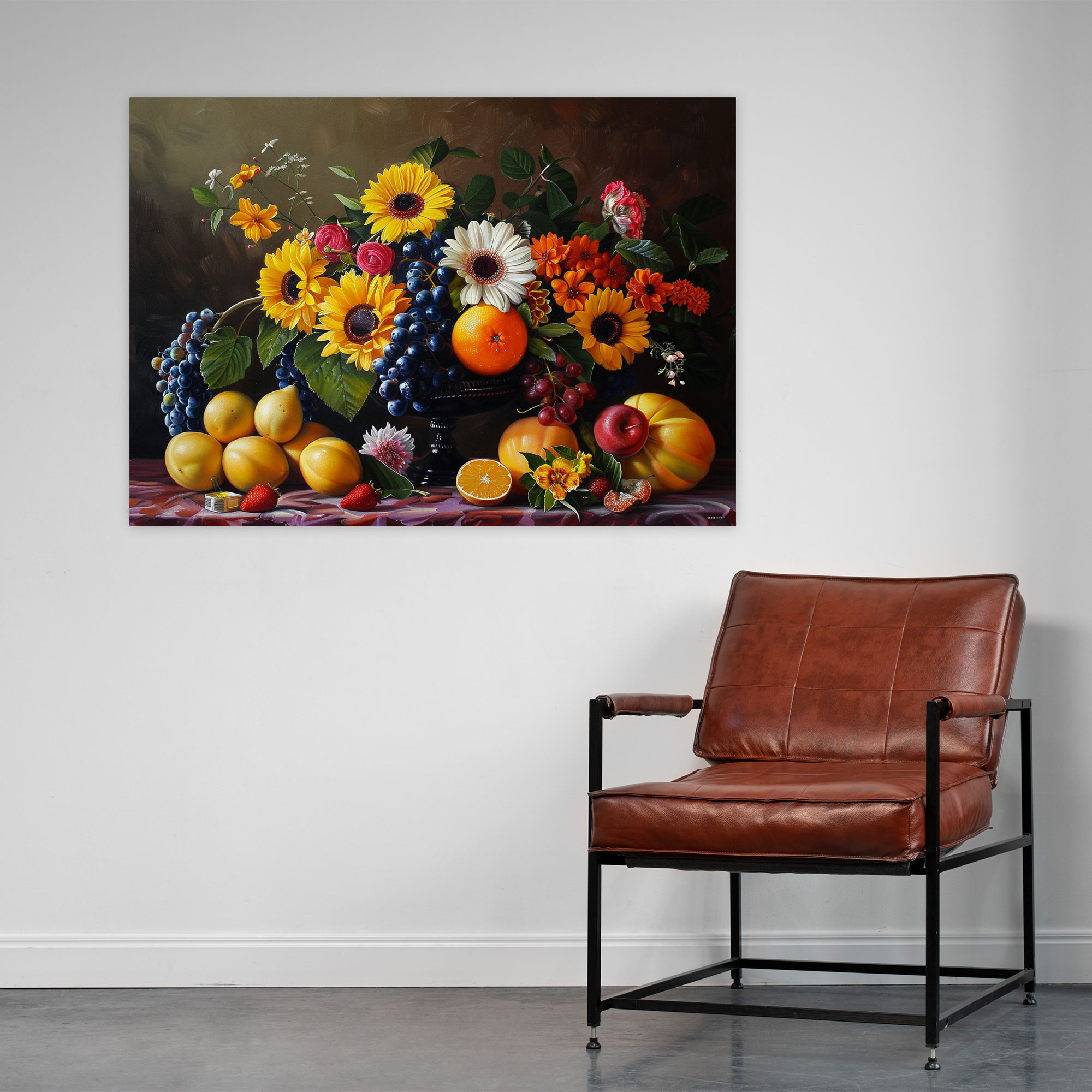 Realism Wall Art - Fruits And Flowers Vibrant Colors Canvas Print - Realism, Wall Decoration, Wall Art, Canvas Wall Art