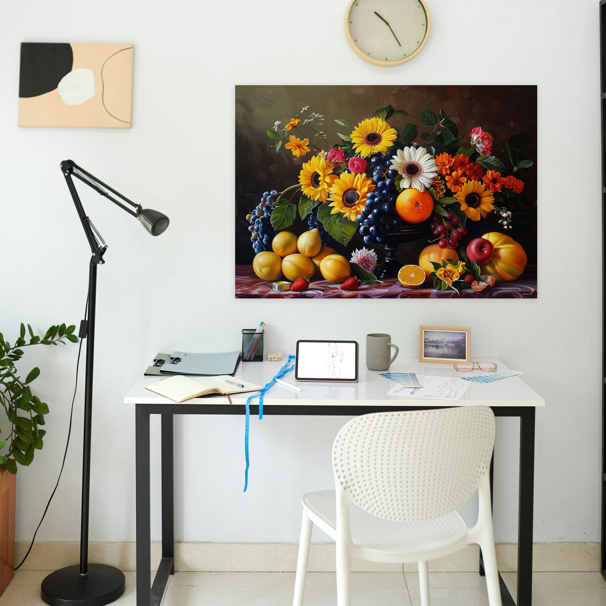 Realism Wall Art - Fruits And Flowers Vibrant Colors Canvas Print - Realism, Wall Decoration, Wall Art, Canvas Wall Art