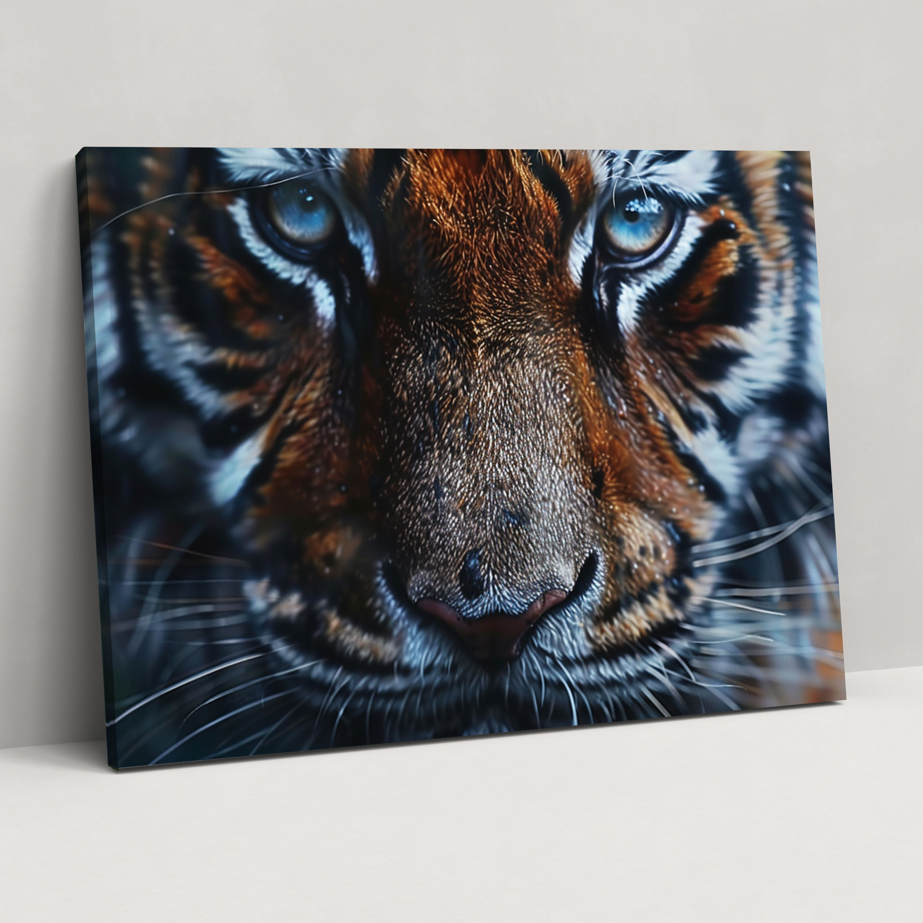 Realism Canvas Print - Tiger's Face Intense Gaze Wall Art - Realism, Canvas, Wall Art, Home Decoration