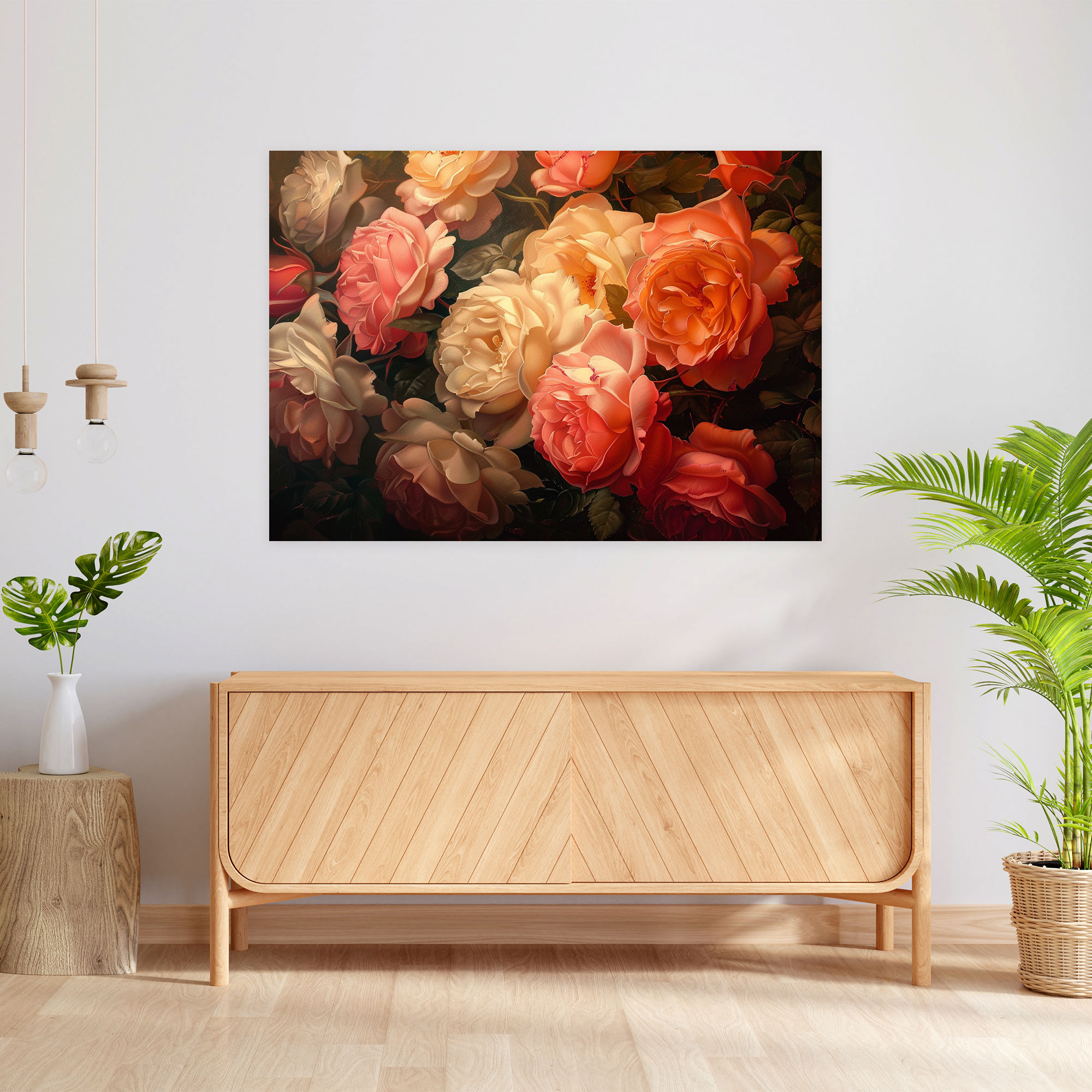 Realism Canvas Wall Art - Bouquet Of Roses Soft Lighting Canvas Print - Realism, Canvas Wall Art, Wall Art, Home Decoration