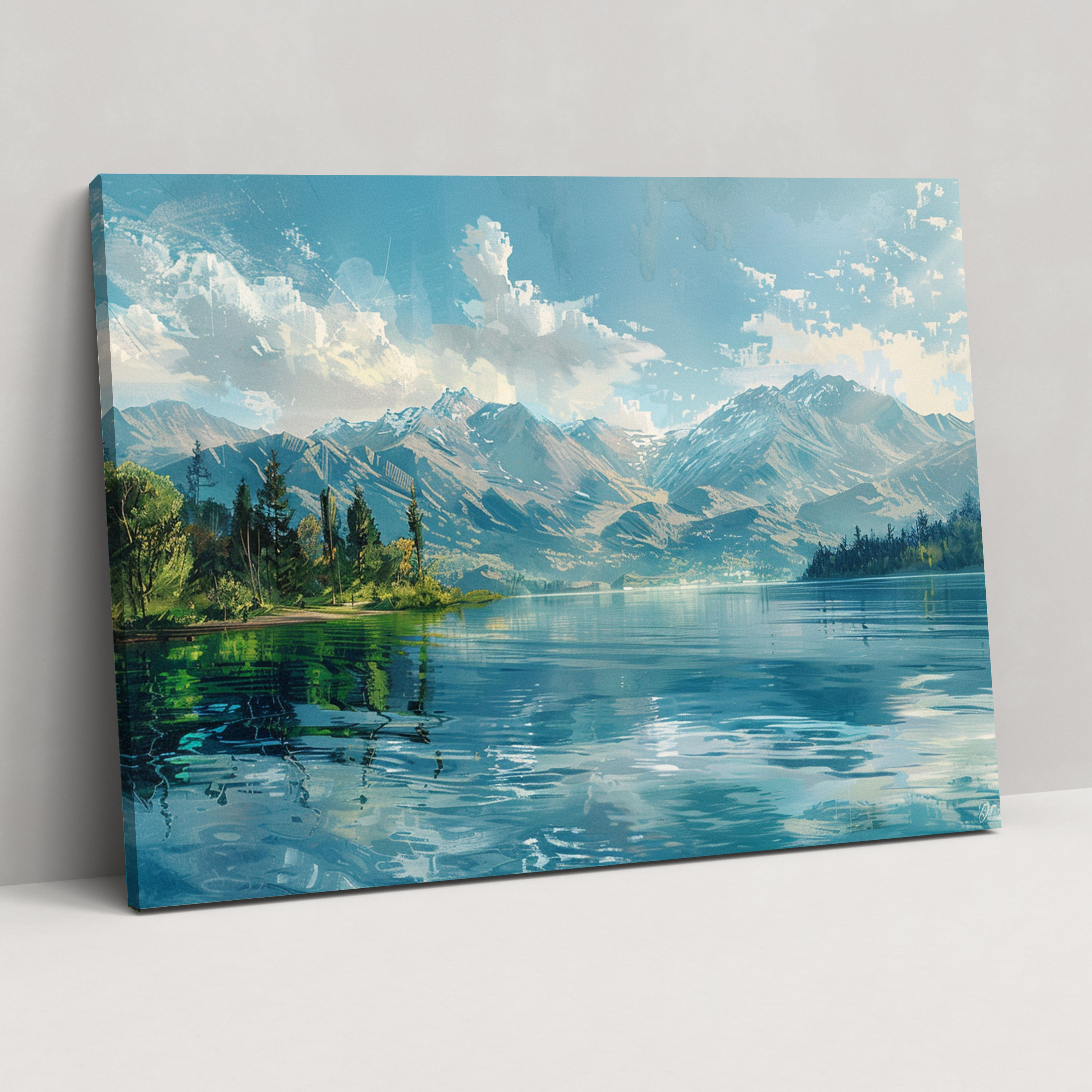 Realism Canvas Print - Serene Lake Landscape Tranquil Atmosphere Wall Decoration - Realism, Wall Art, Canvas, Realism