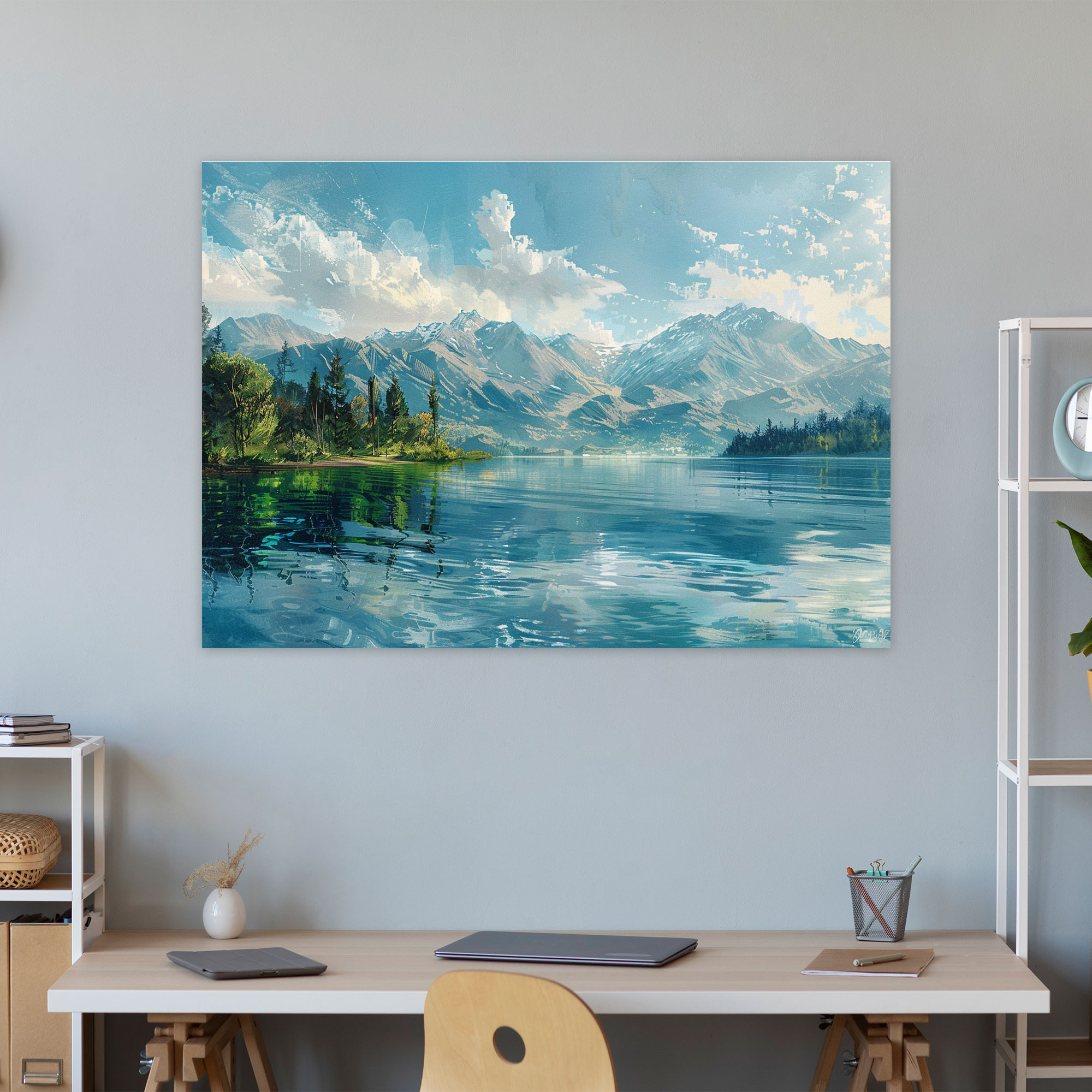 Realism Canvas Print - Serene Lake Landscape Tranquil Atmosphere Wall Decoration - Realism, Wall Art, Canvas, Realism