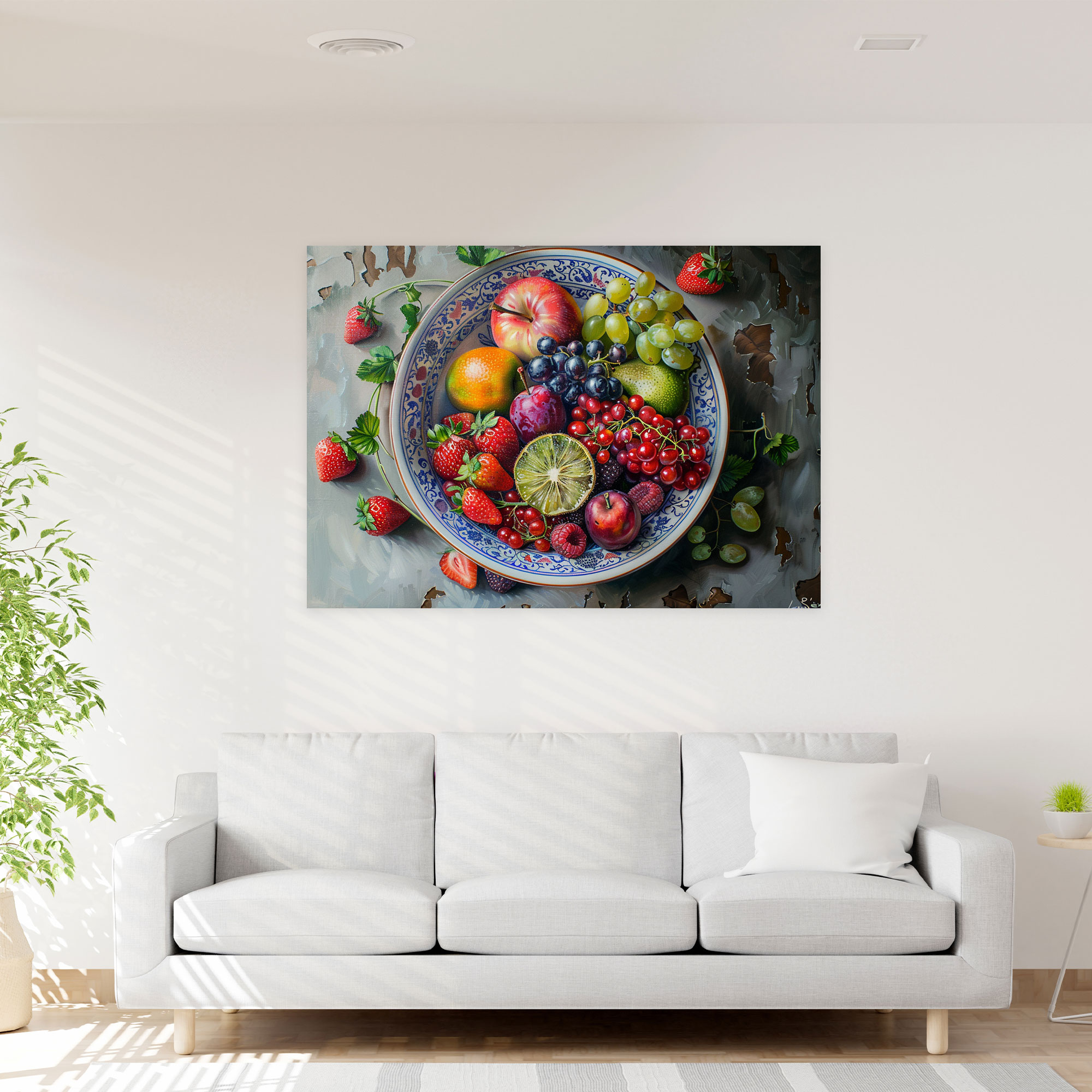 Realism Wall Decoration - Bowl Of Fruit Realistic Textures Canvas Print - Realism, Home Decoration, Wall Art, Canvas Wall Art