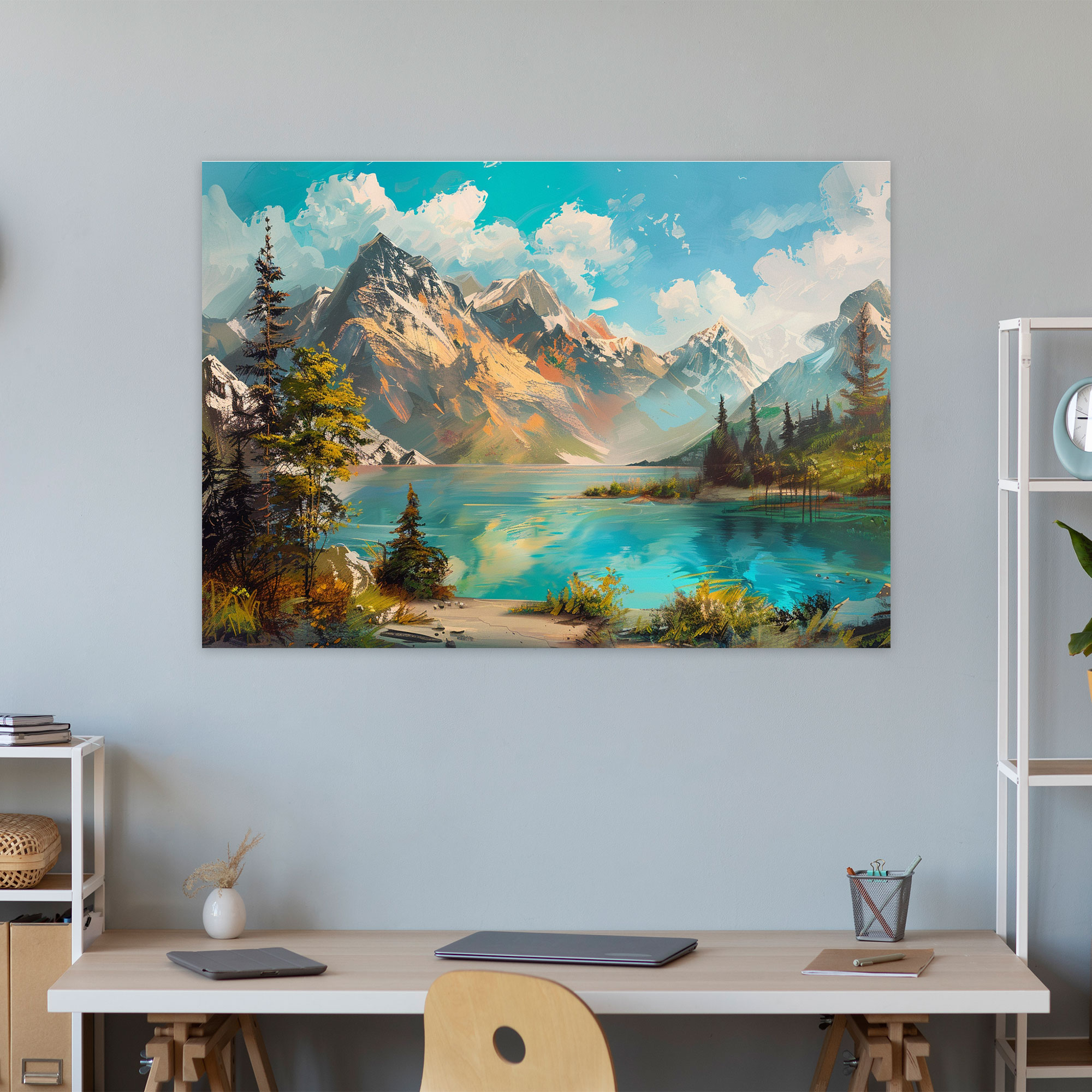 Realism Mountain Scene Canvas Print - Realism, Wall Art, Realism, Home Decoration