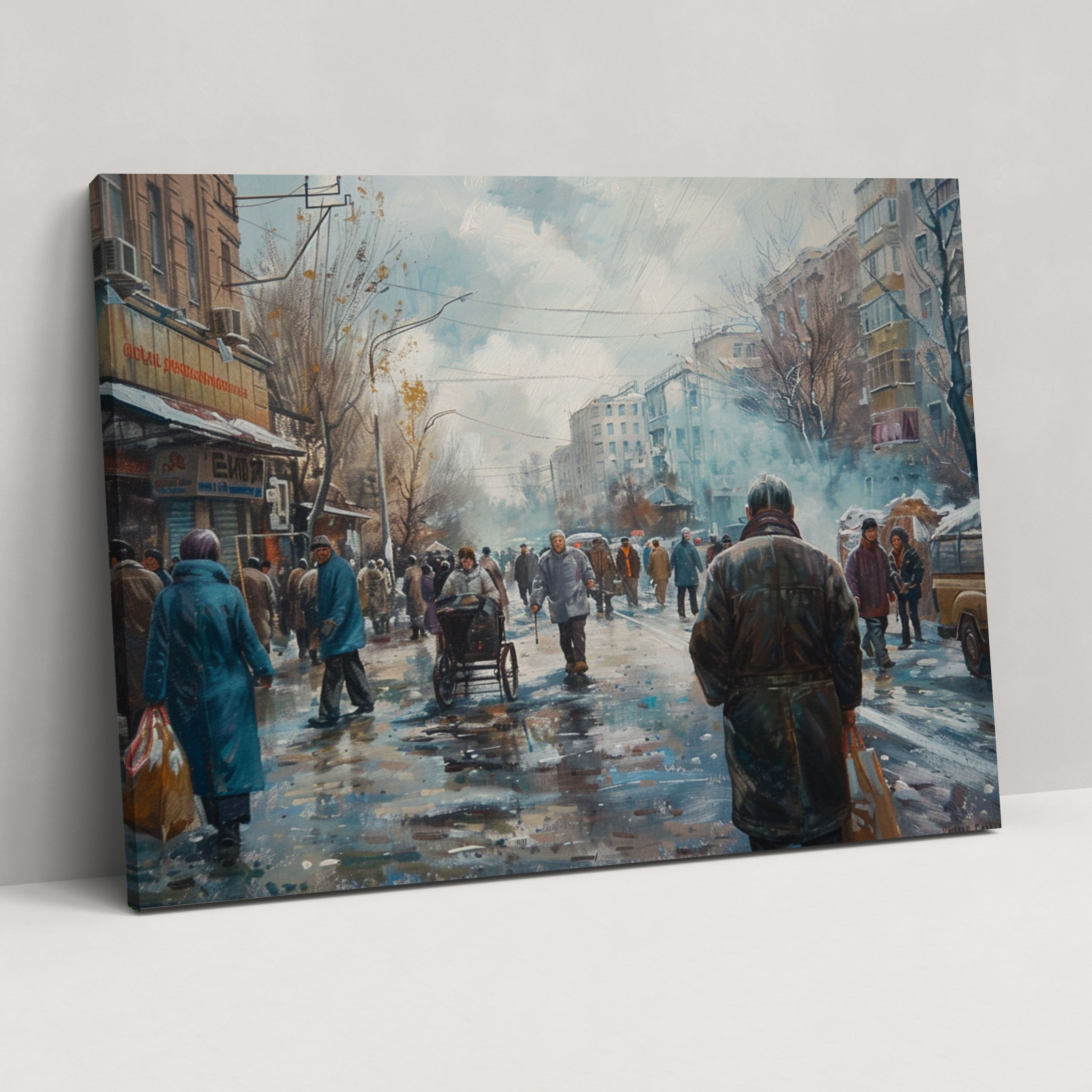 Realism City Street Canvas Print - Realism, Realism, Wall Decoration, Canvas