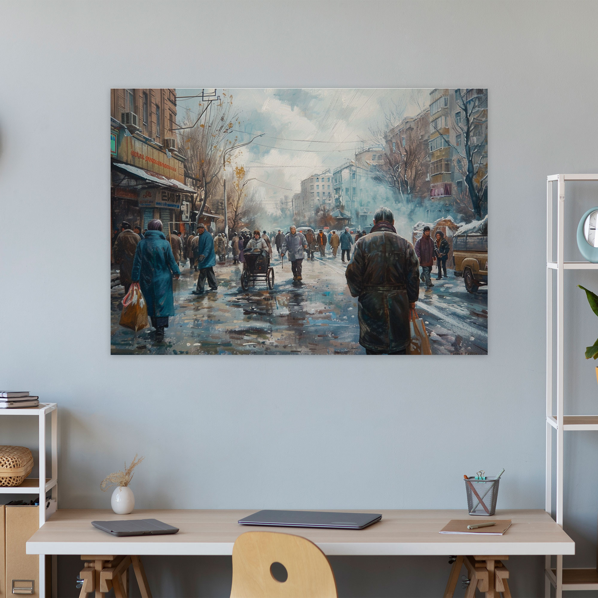 Realism City Street Canvas Print - Realism, Realism, Wall Decoration, Canvas