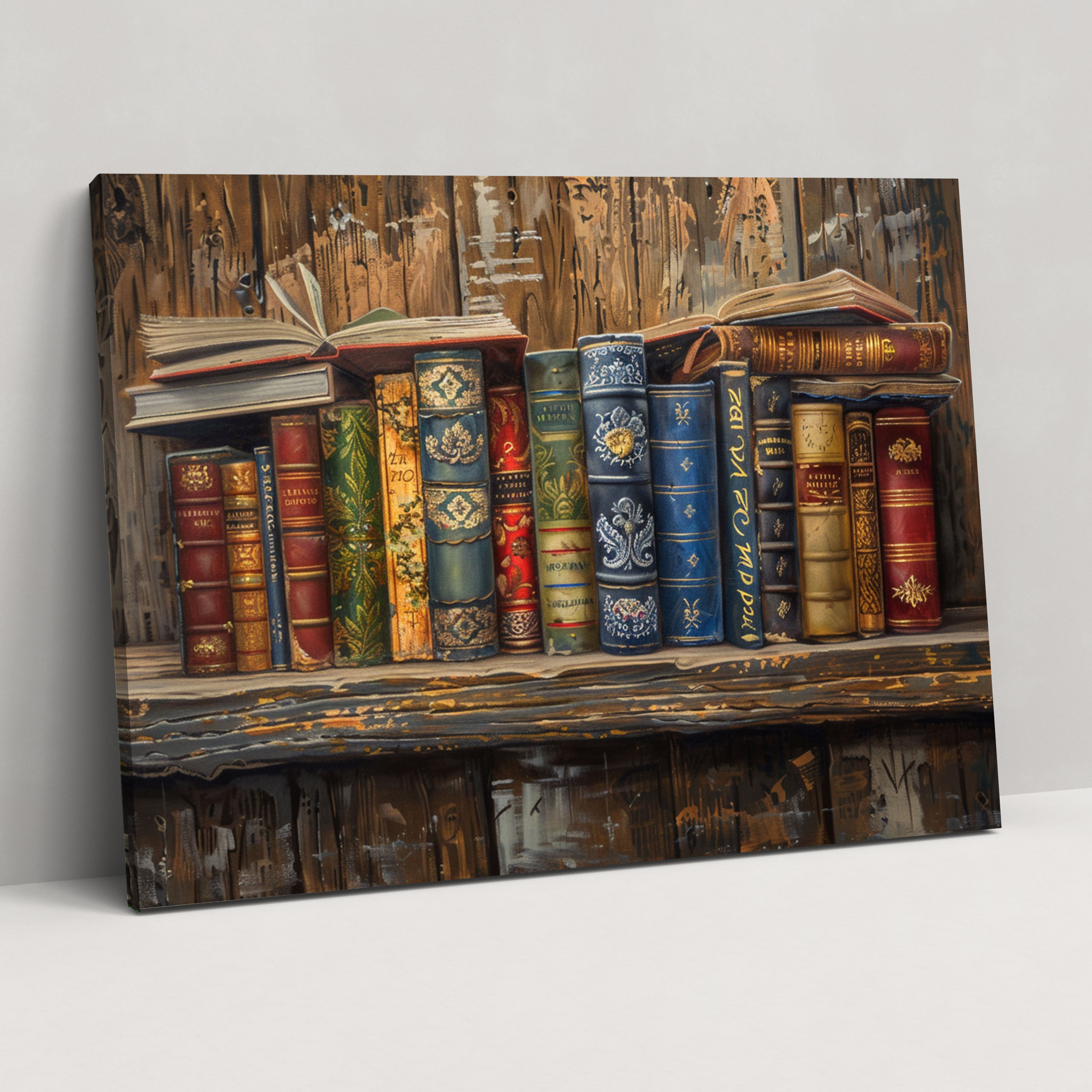 Realism Bookshelf Wall Art - Realism, Home Decoration, Canvas, Wall Decoration