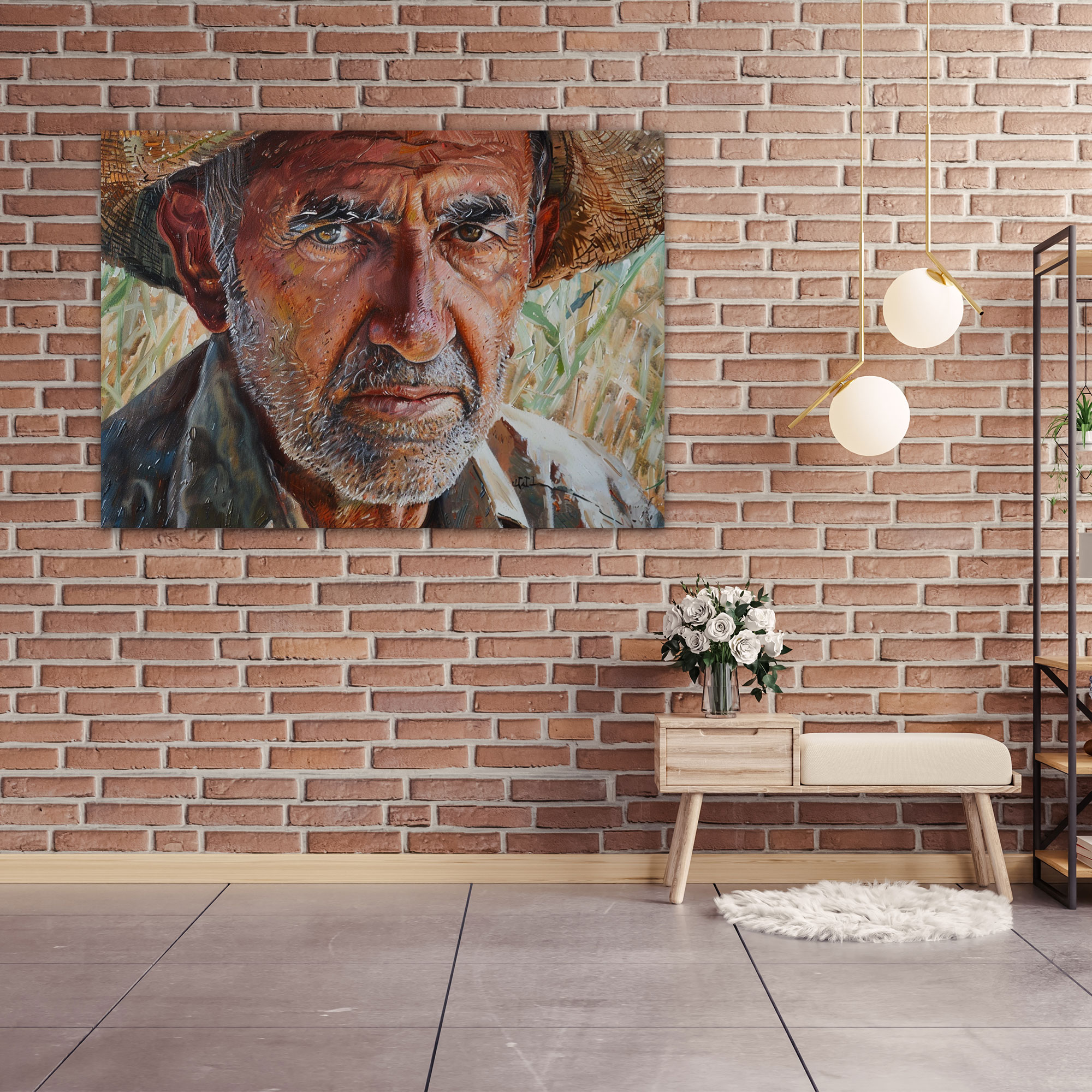 Realism Wall Art: Detailed Portrait Of A Farmer - Realism, Home Decoration, Canvas, Canvas Wall Art