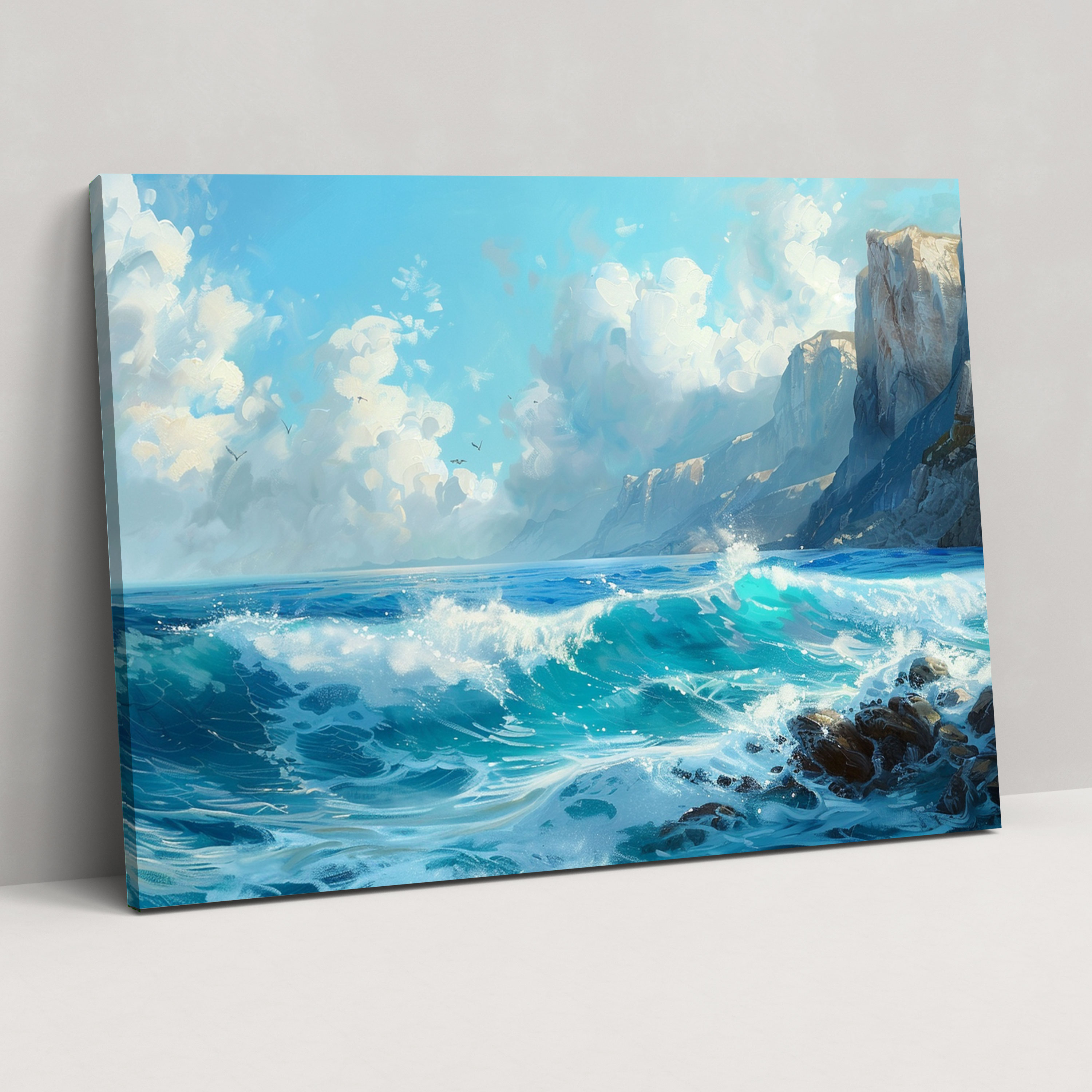 Realism Wall Decoration: Seascape With Crashing Waves - Realism, Home Decoration, Realism, Wall Decoration