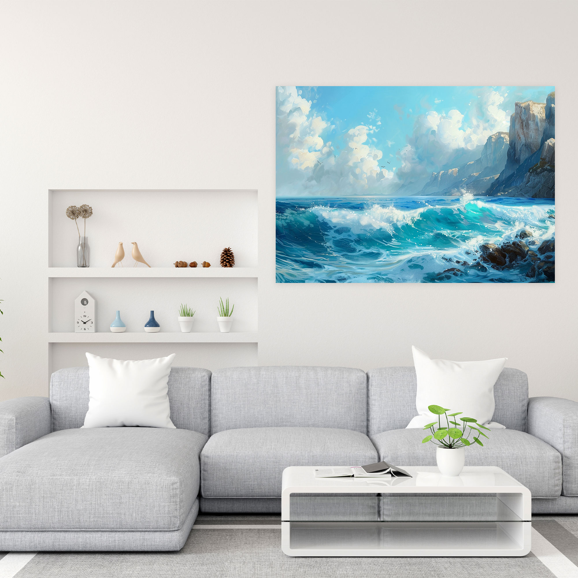 Realism Wall Decoration: Seascape With Crashing Waves - Realism, Home Decoration, Realism, Wall Decoration