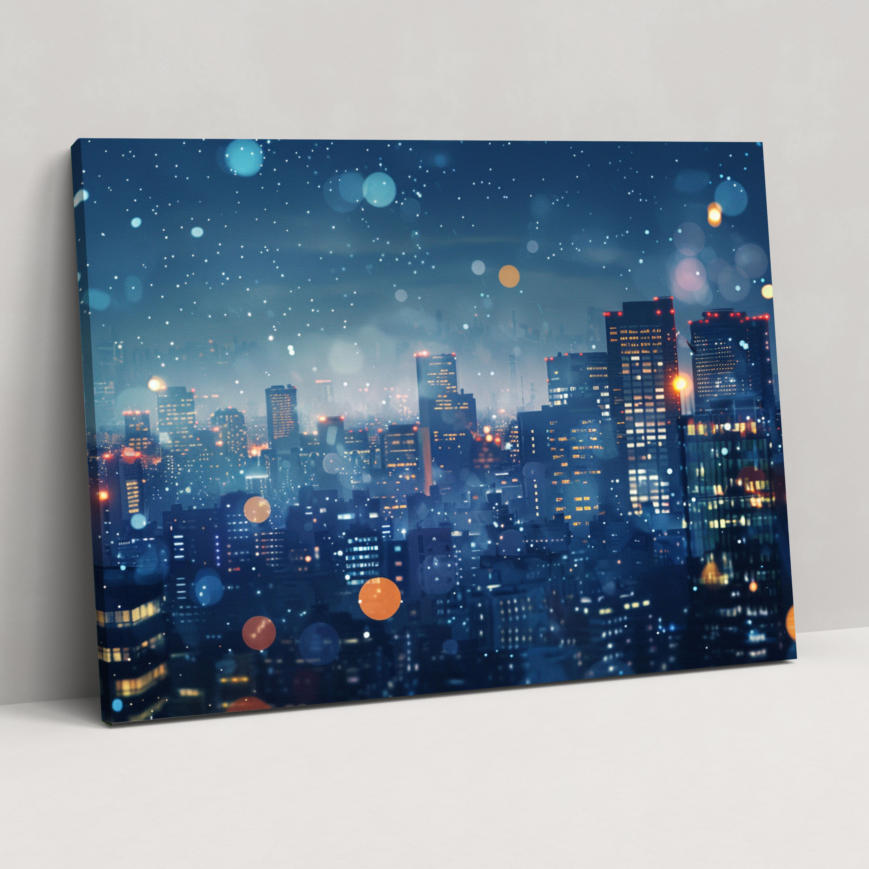 Realism Wall Art: Urban Cityscape At Night - Realism, Wall Art, Realism, Home Decoration