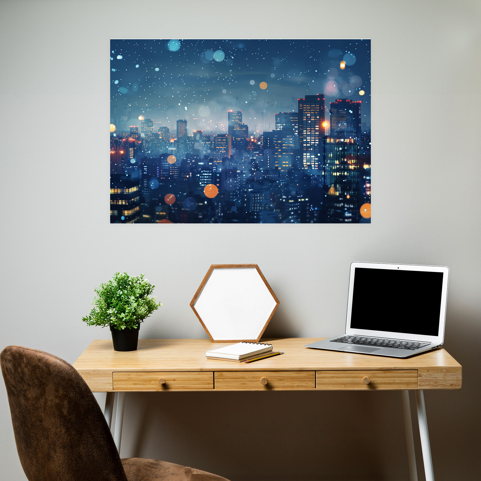 Realism Wall Art: Urban Cityscape At Night - Realism, Wall Art, Realism, Home Decoration