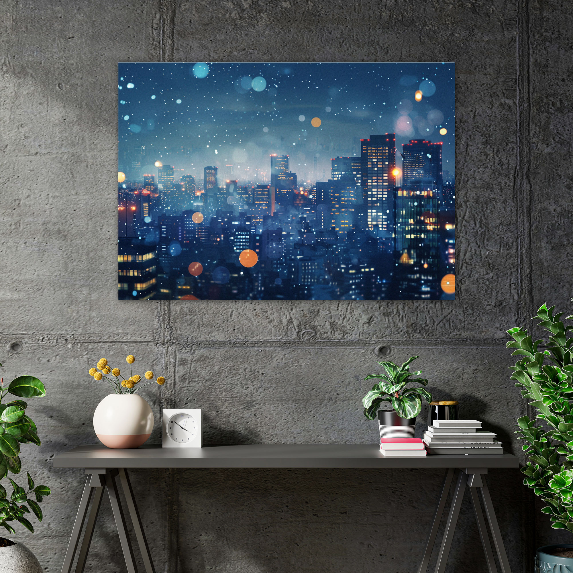 Realism Wall Art: Urban Cityscape At Night - Realism, Wall Art, Realism, Home Decoration