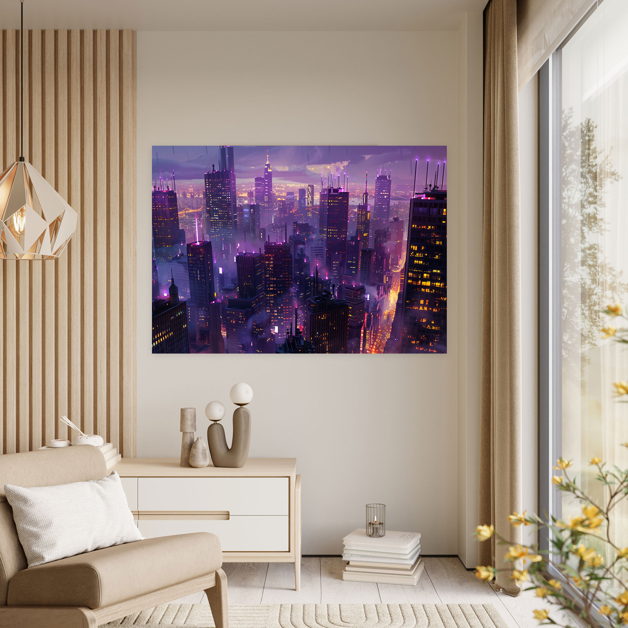 Realism Wall Decoration - Cityscape At Dusk - Realism, Canvas Wall Art, Canvas, Home Decoration