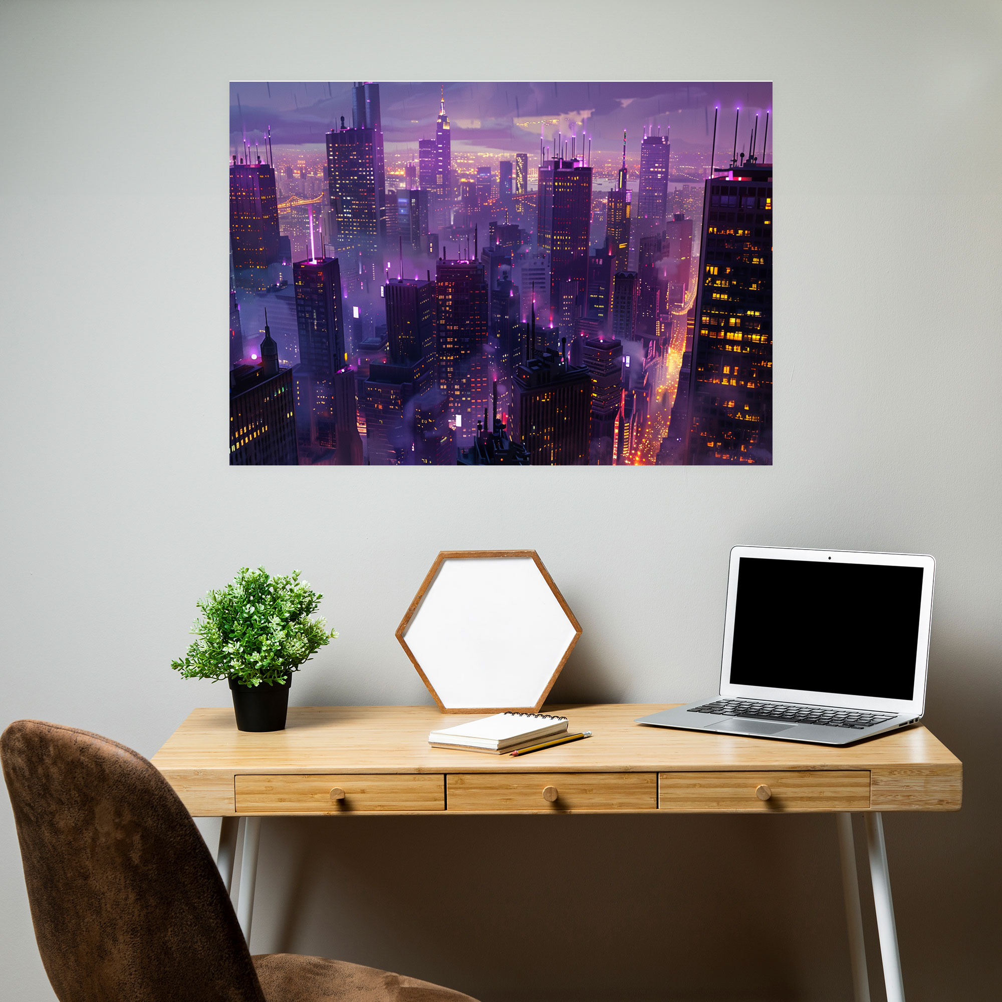 Realism Wall Decoration - Cityscape At Dusk - Realism, Canvas Wall Art, Canvas, Home Decoration