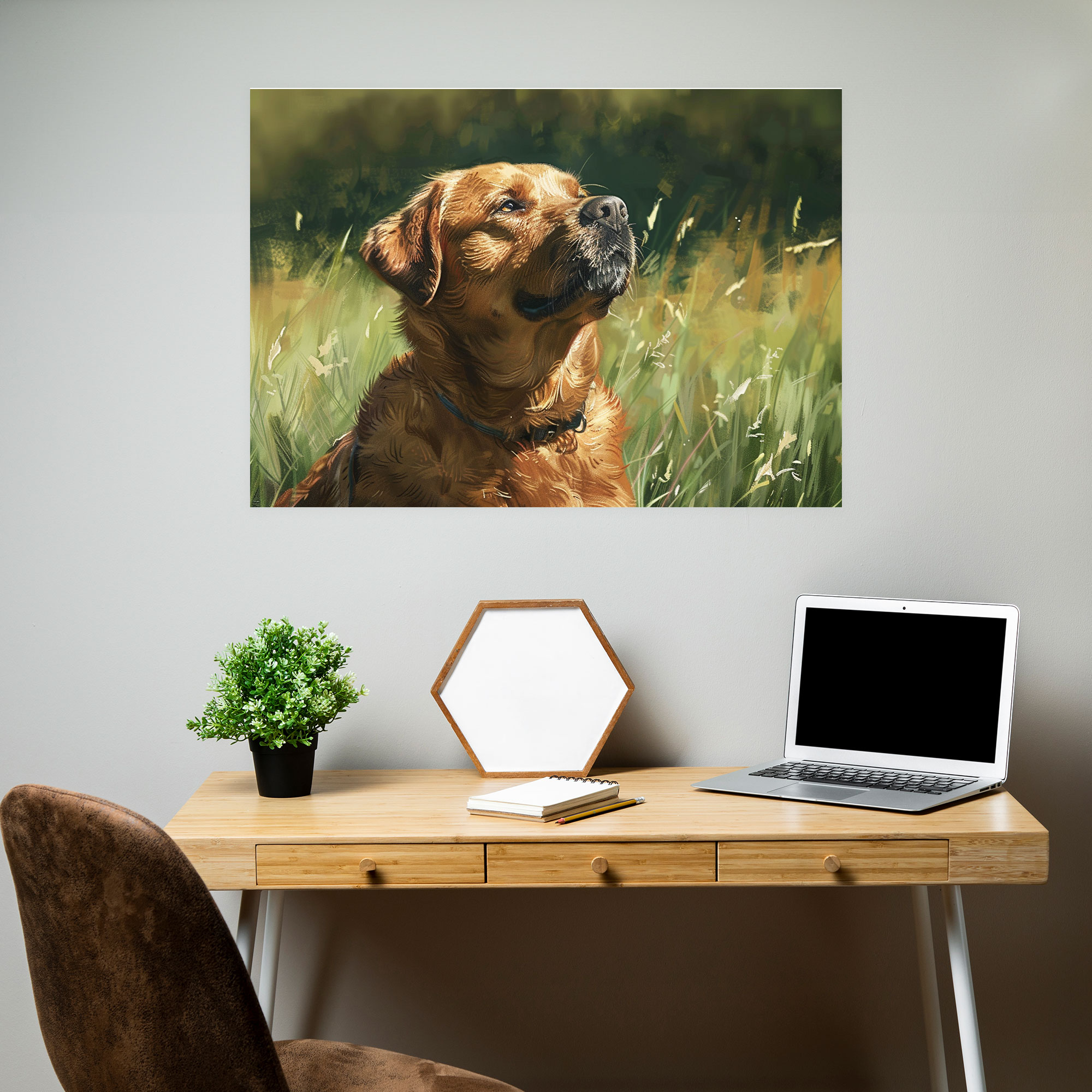 Realism Wall Art - Dog In Meadow - Realism, Wall Art, Canvas Wall Art, Home Decoration