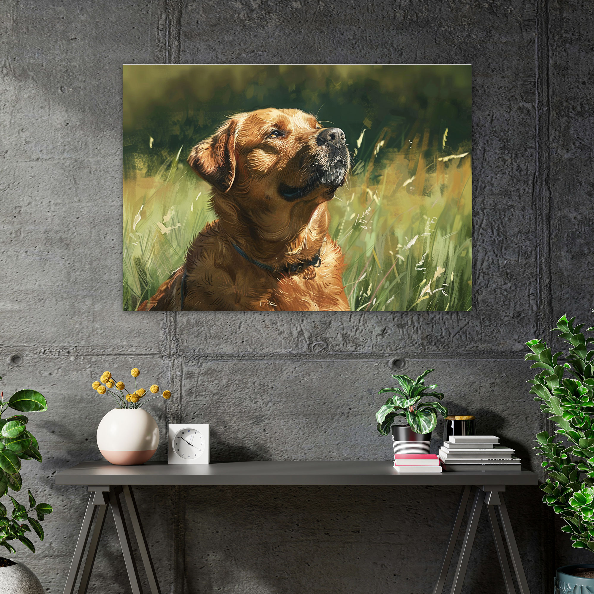 Realism Wall Art - Dog In Meadow - Realism, Wall Art, Canvas Wall Art, Home Decoration