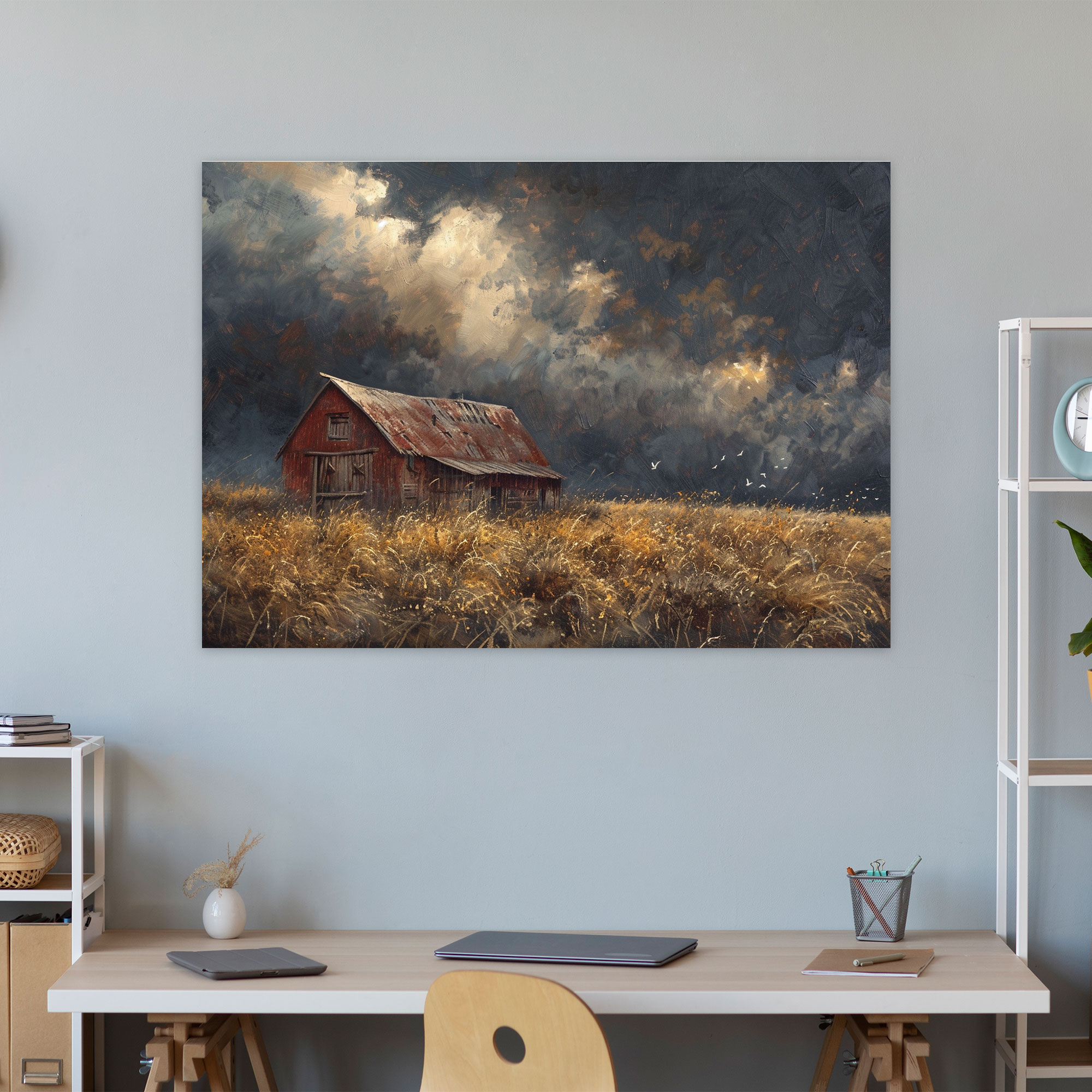Realism Canvas Print - Stormy Sky Barn - Realism, Wall Art, Realism, Canvas