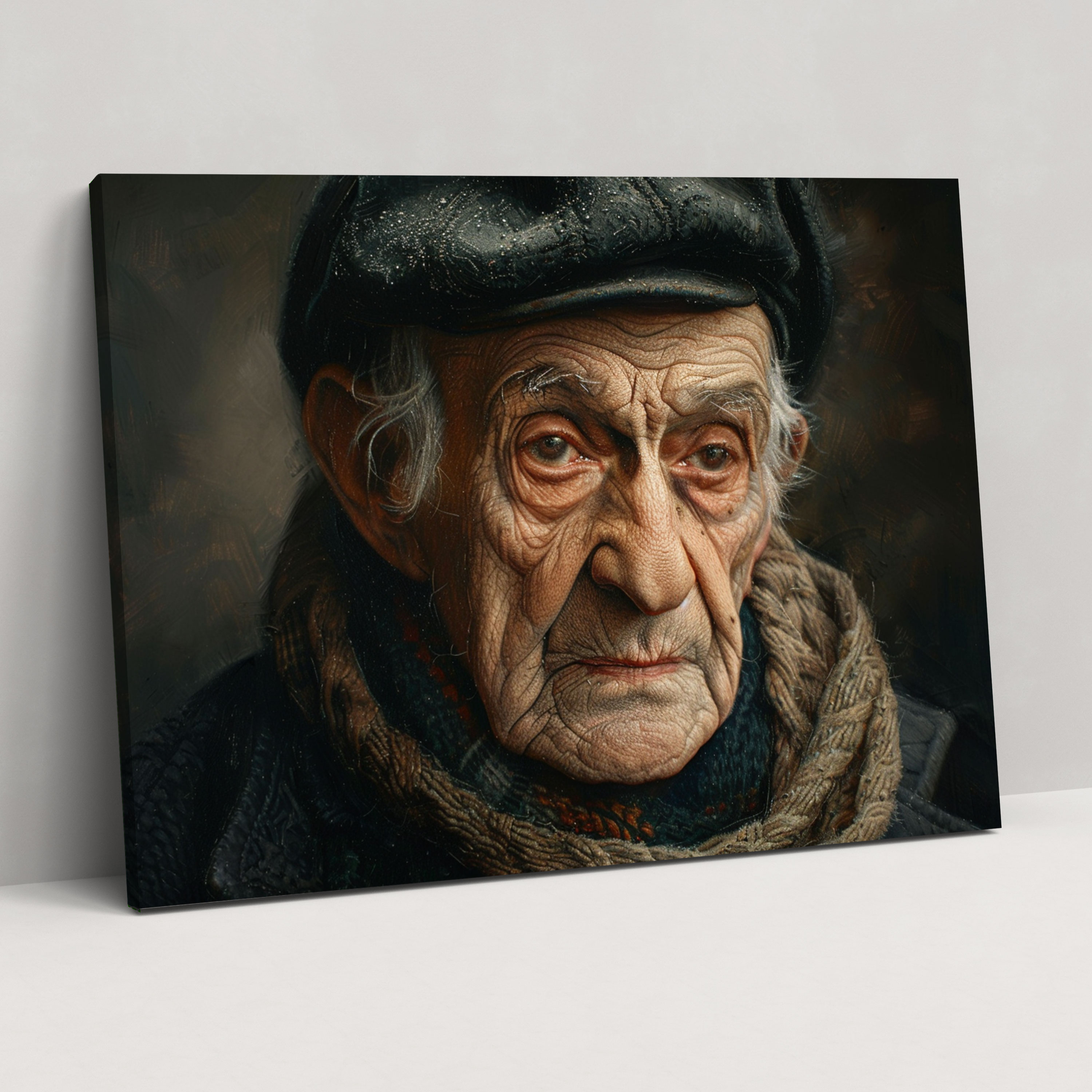 Realism Wall Art - Elderly Portrait - Realism, Wall Decoration, Canvas Wall Art, Canvas