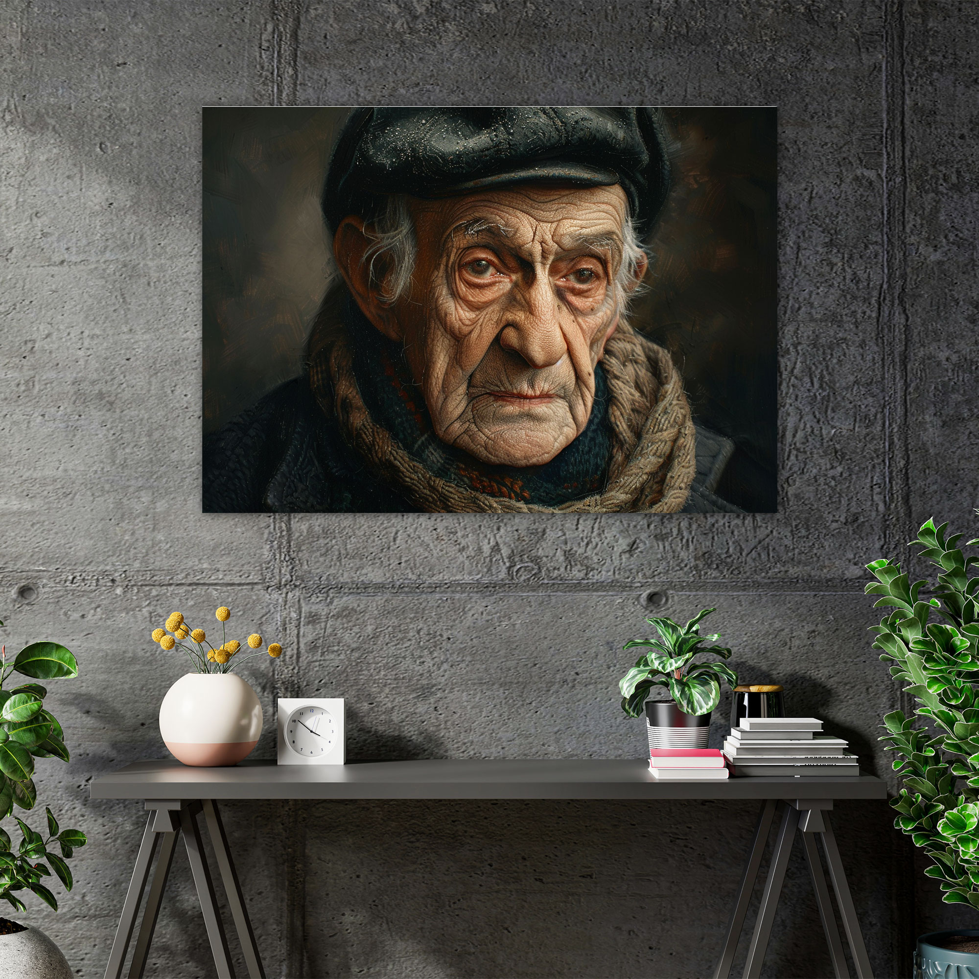 Realism Wall Art - Elderly Portrait - Realism, Wall Decoration, Canvas Wall Art, Canvas