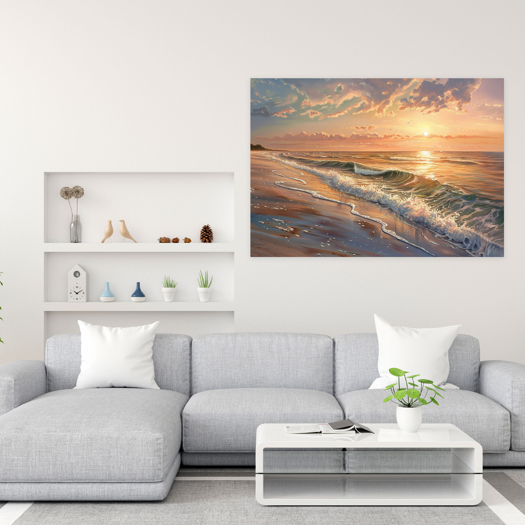 Realism Canvas Print - Sunset Beach - Realism, Warm Hues, Realism, Beach