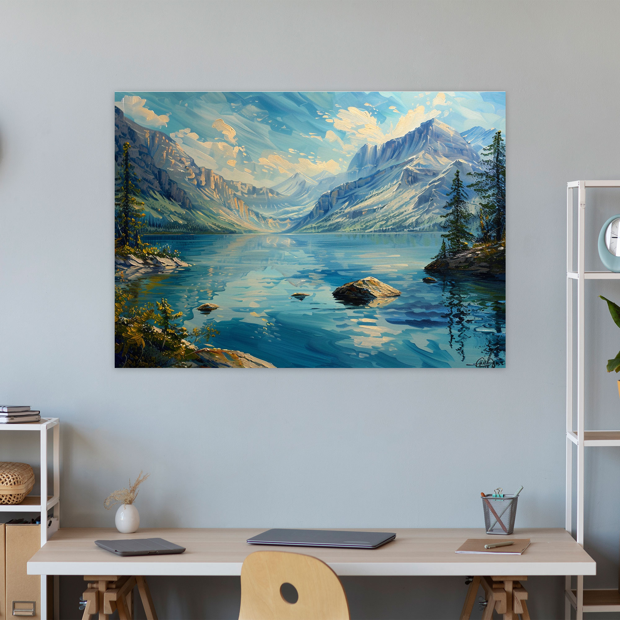 Realism Canvas Print - Mountain Lake - Realism, Wall Art, Mountains, Lake