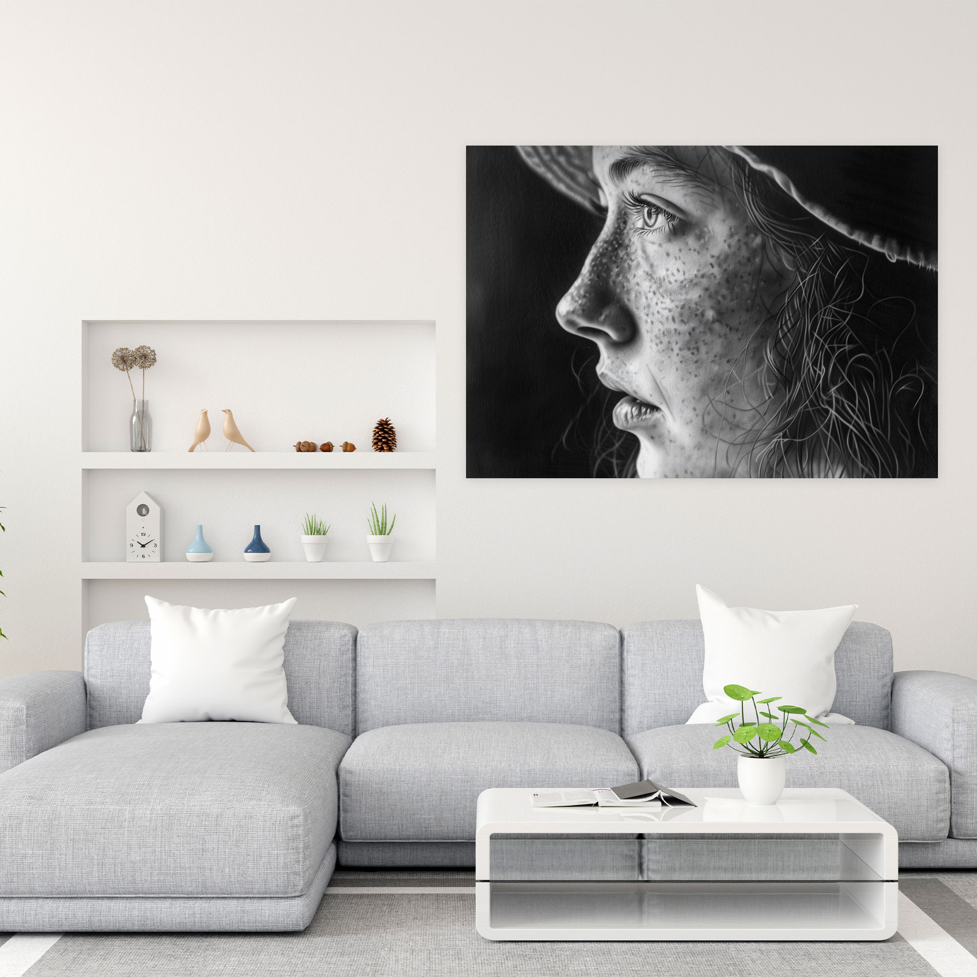 Realism Wall Decoration: Black And White Portrait - Realism, Home Decoration, Canvas Wall Art, Realism