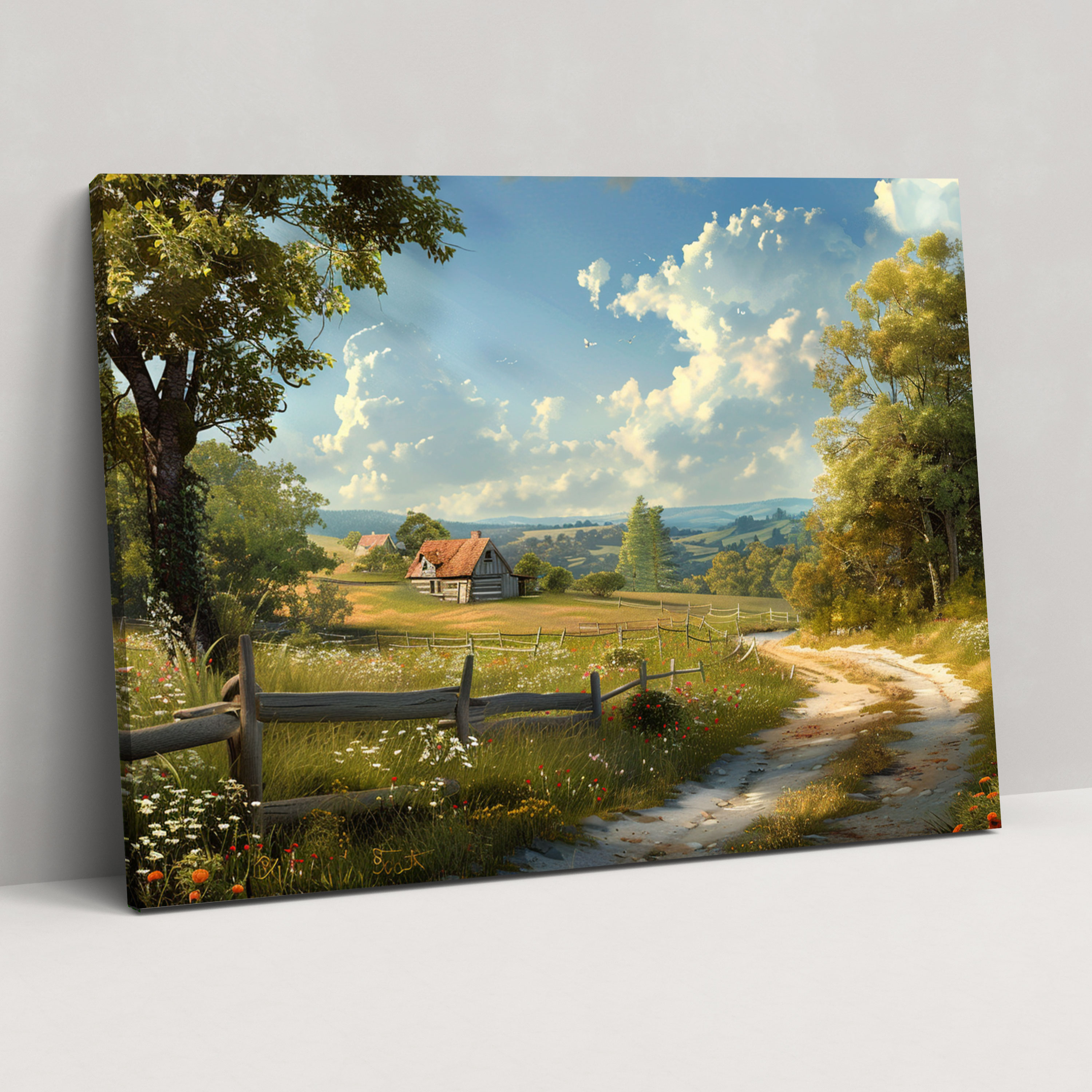 Realism Wall Decoration: Countryside Farmhouse - Realism, Wall Decoration, Canvas Wall Art, Realism