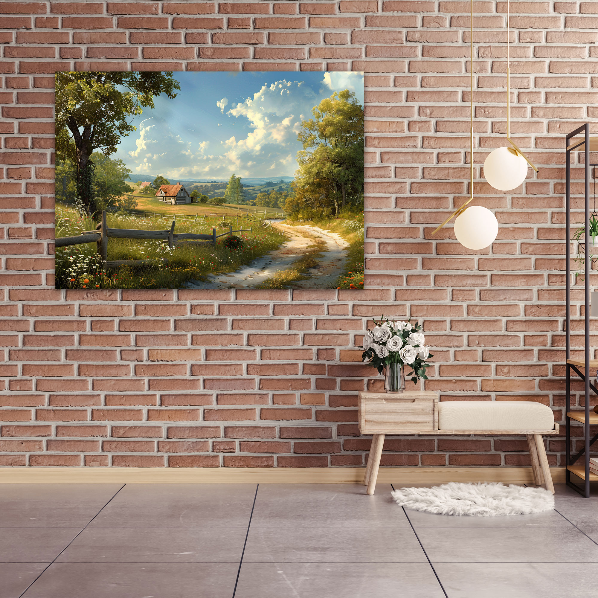 Realism Wall Decoration: Countryside Farmhouse - Realism, Wall Decoration, Canvas Wall Art, Realism