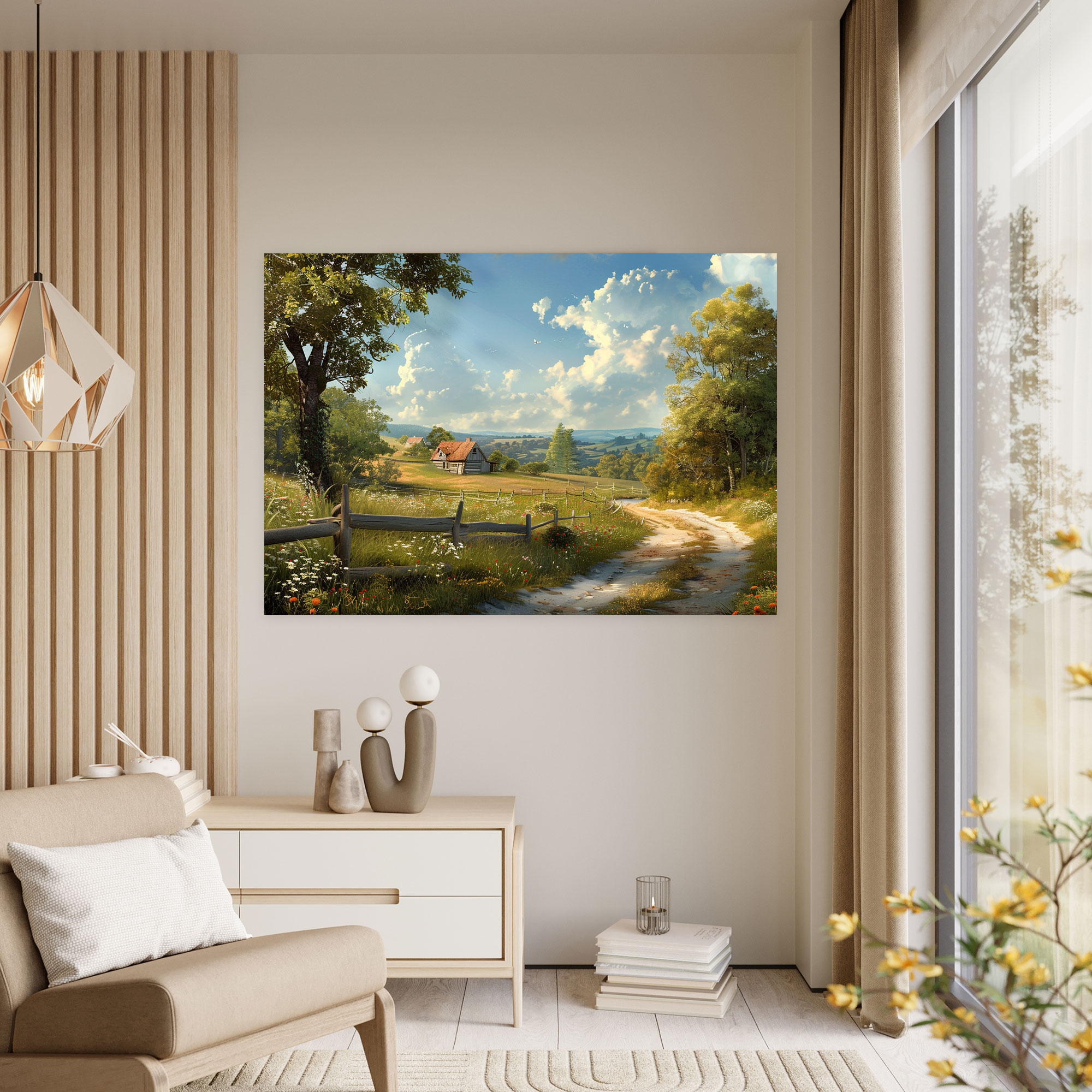 Realism Wall Decoration: Countryside Farmhouse - Realism, Wall Decoration, Canvas Wall Art, Realism