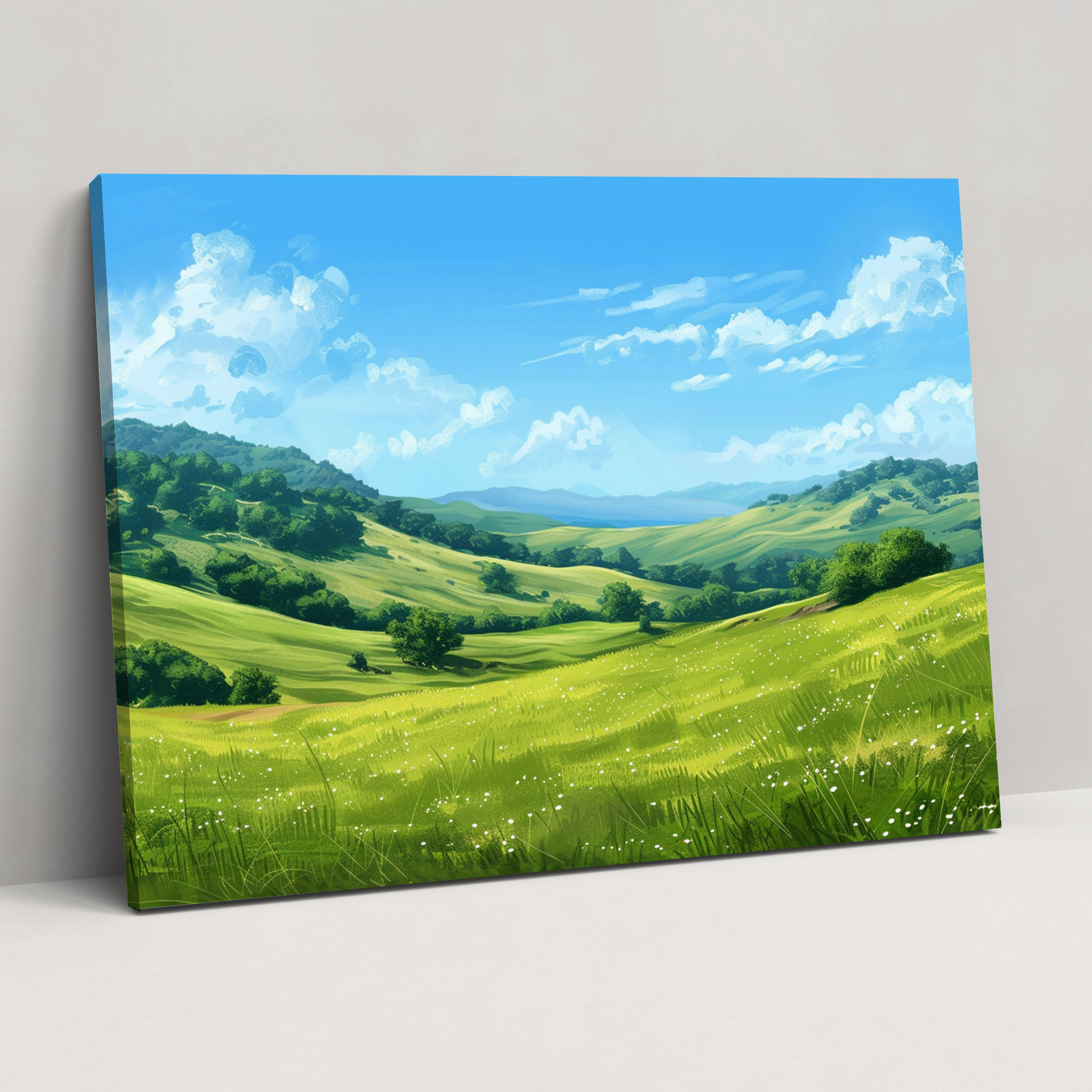 Realism Canvas Print: Rolling Hills Landscape - Realism, Canvas Print, Wall Art, Canvas