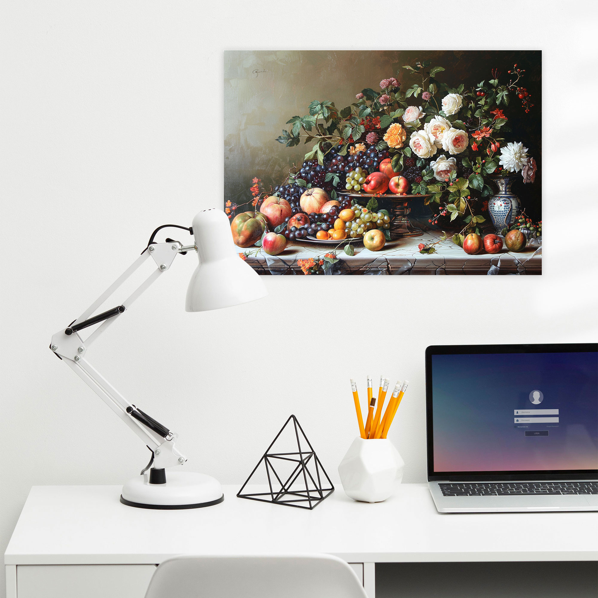 Realism Canvas Print Wall Art - Still Life Fruits And Flowers - Realism, Home Decoration, Canvas Wall Art, Still Life