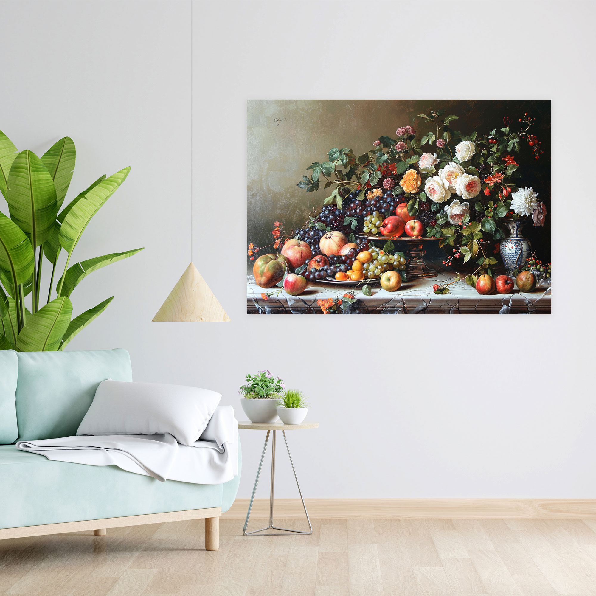 Realism Canvas Print Wall Art - Still Life Fruits And Flowers - Realism, Home Decoration, Canvas Wall Art, Still Life