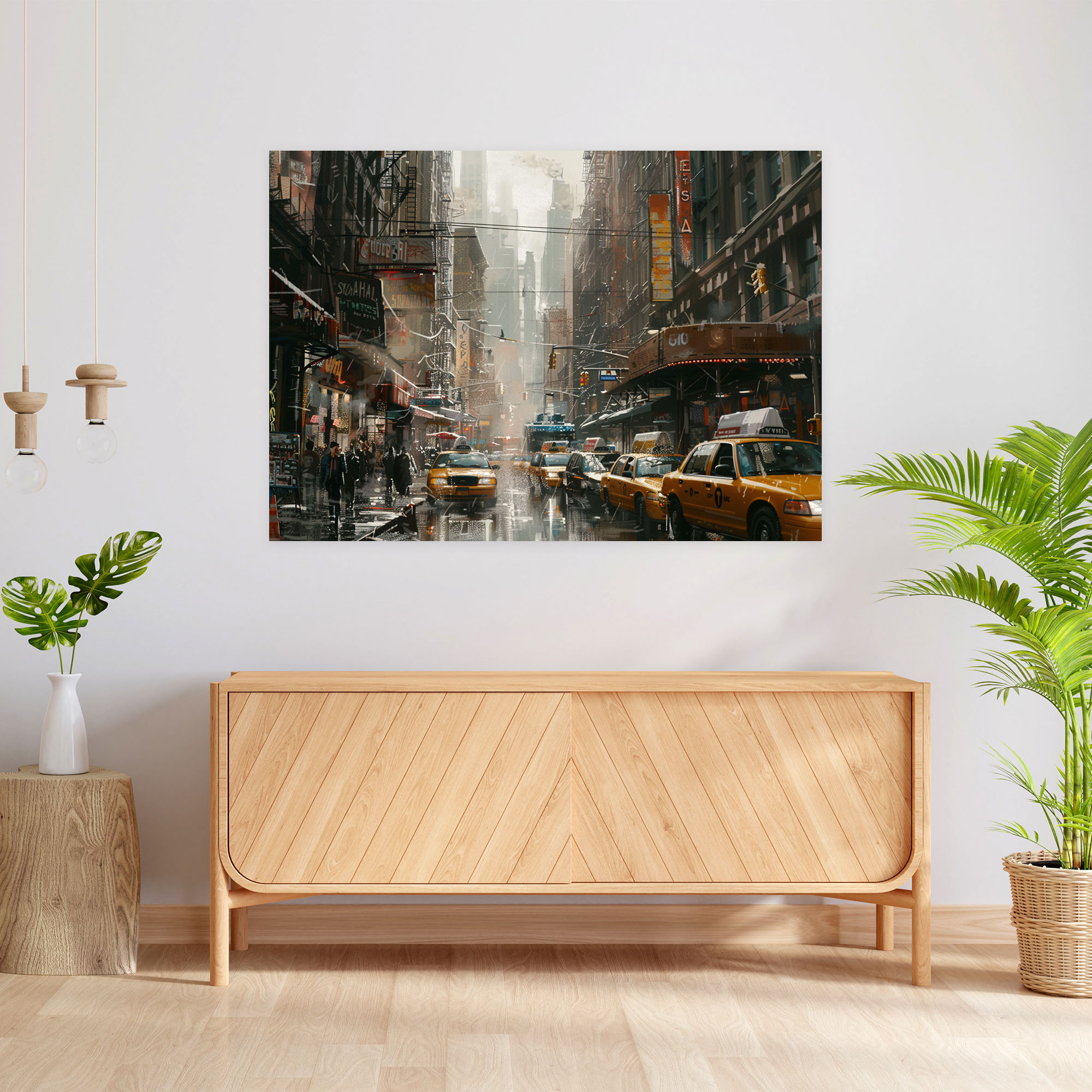 Realism Canvas Print Wall Art - Bustling City Street View - Realism, Street View, Canvas Print, Wall Art