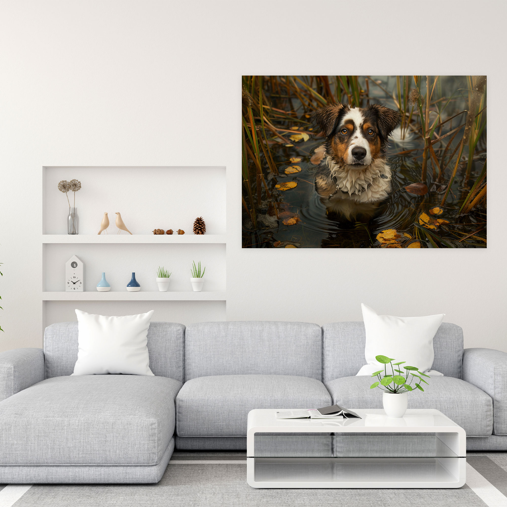 Realism Canvas Print Wall Art - Pet Dog Portrait Natural Setting - Realism, Canvas, Home Decoration, Wall Art